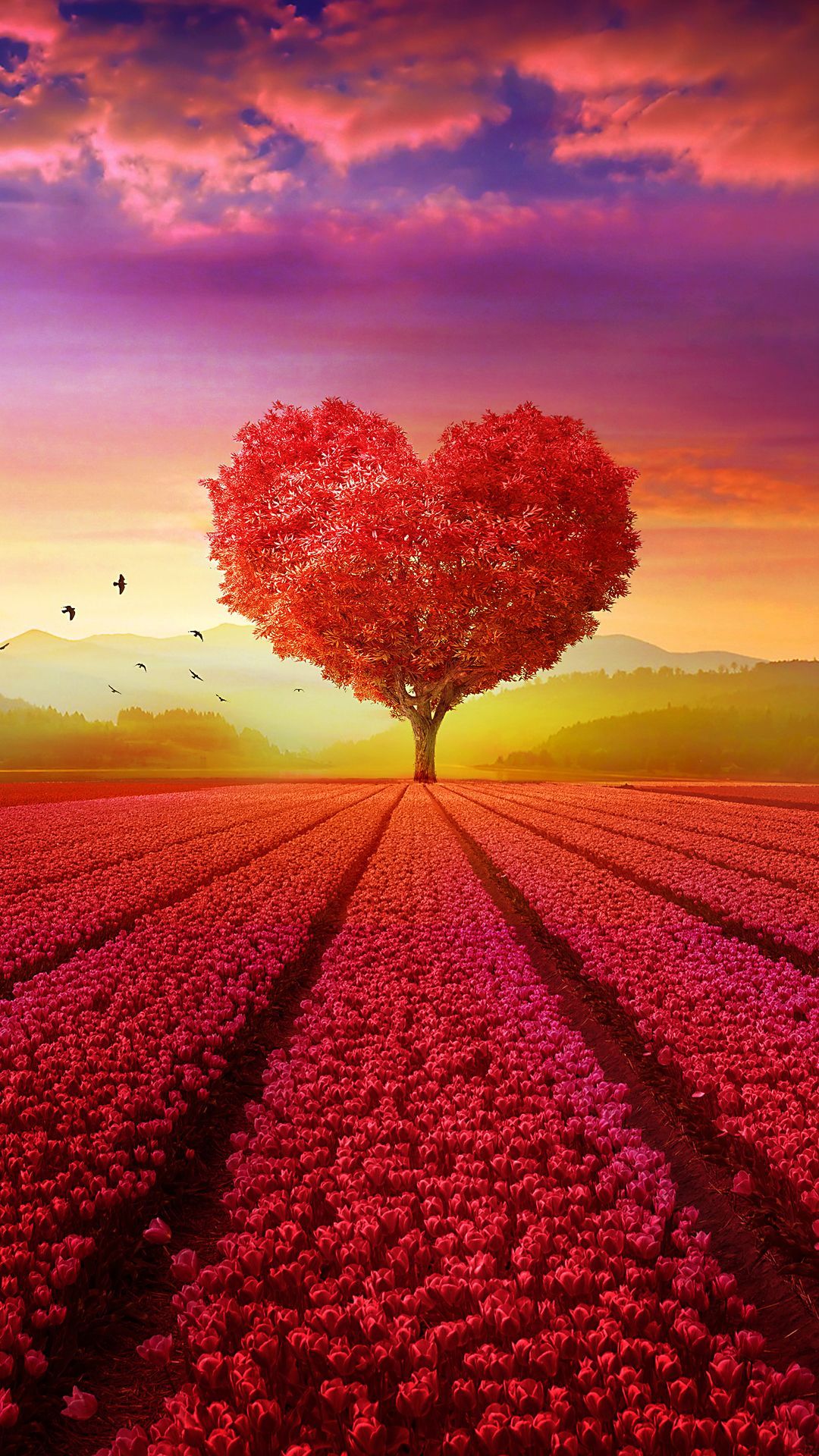 Red Heart Tree Wallpapers