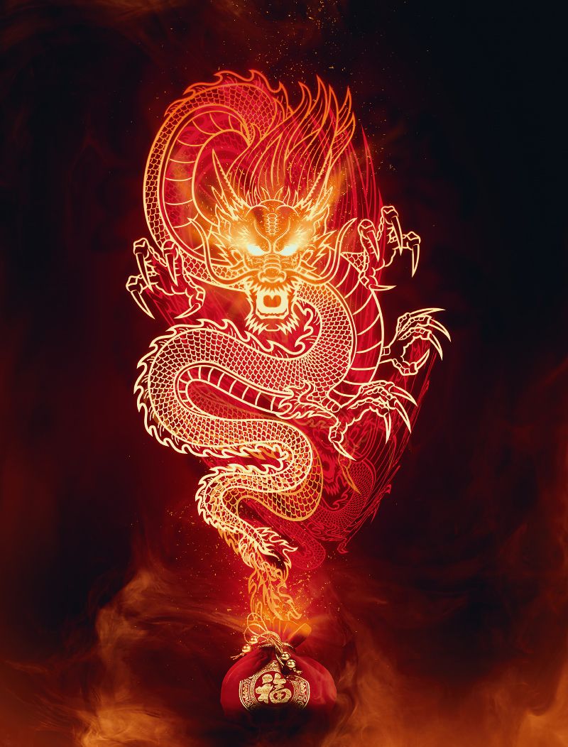 Red Neon Dragon Wallpapers
