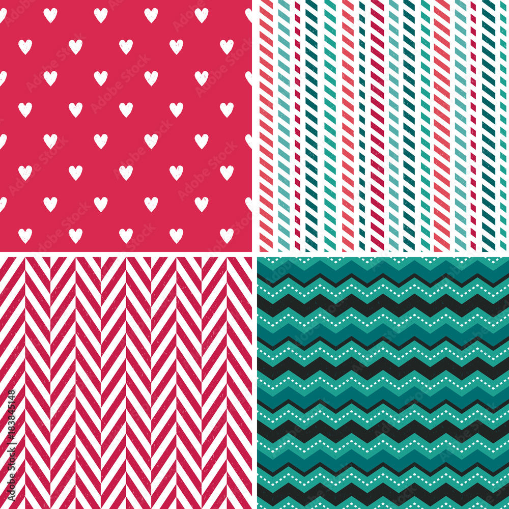 Red White Teal Stripes Wallpapers