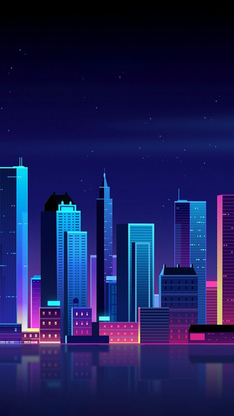 Retro 80S Digital Minimalism City Wallpapers