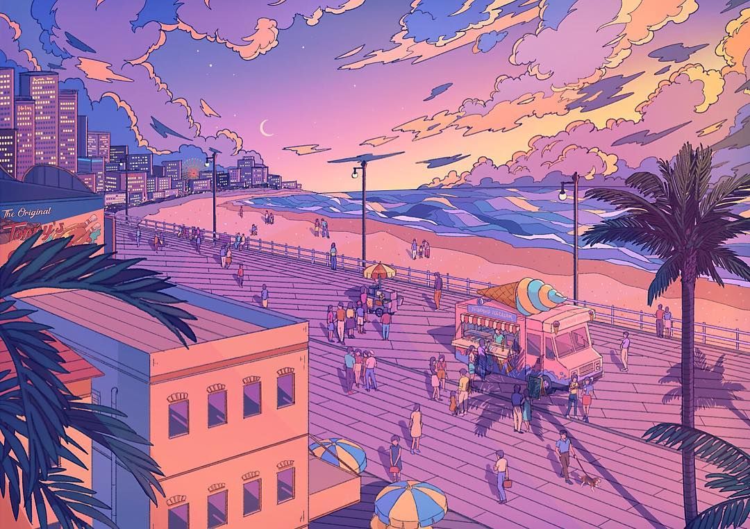 Retro Beach Art Wallpapers Wallpapers