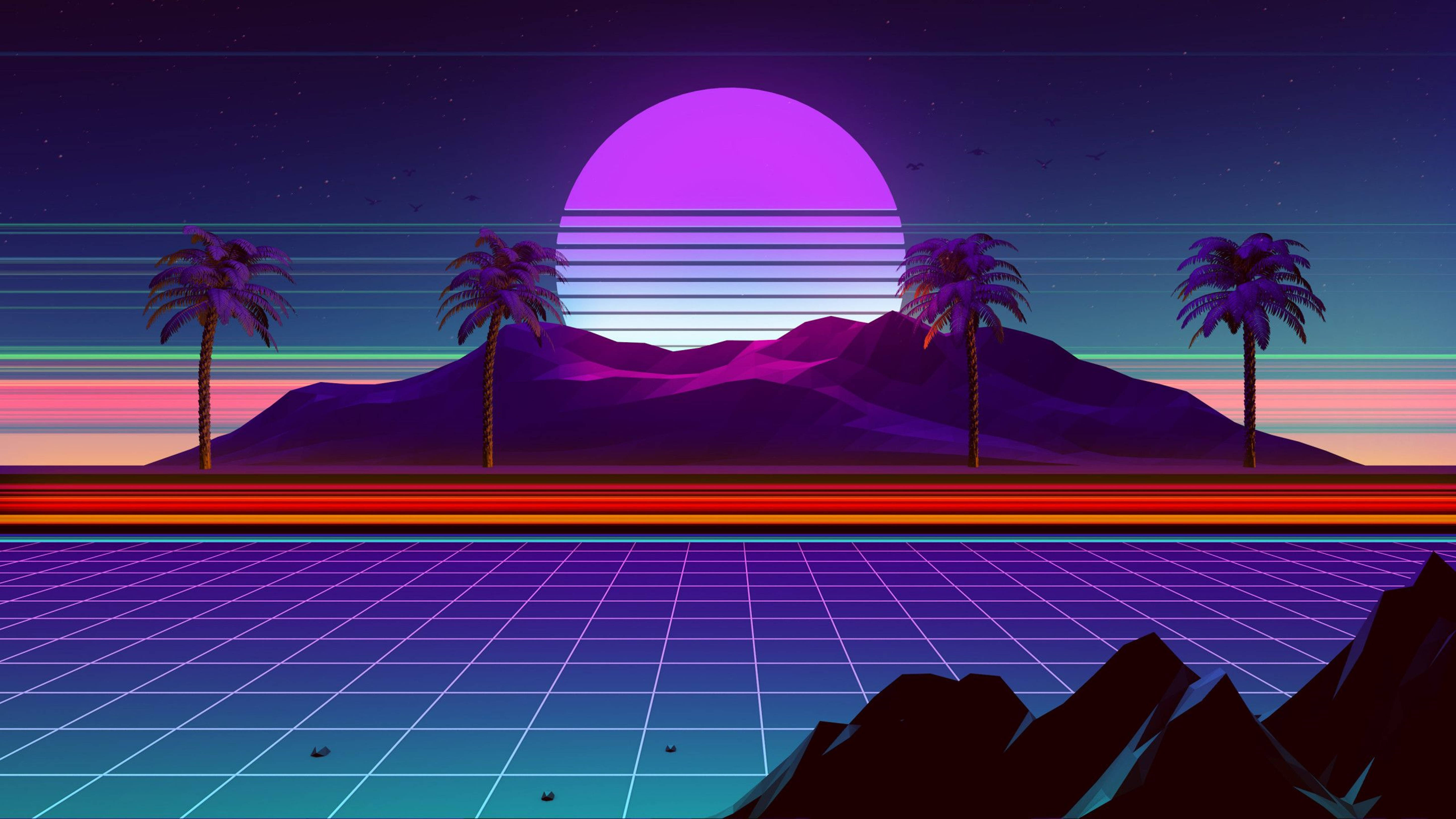 Retro Sunset 4K Wallpapers Wallpapers