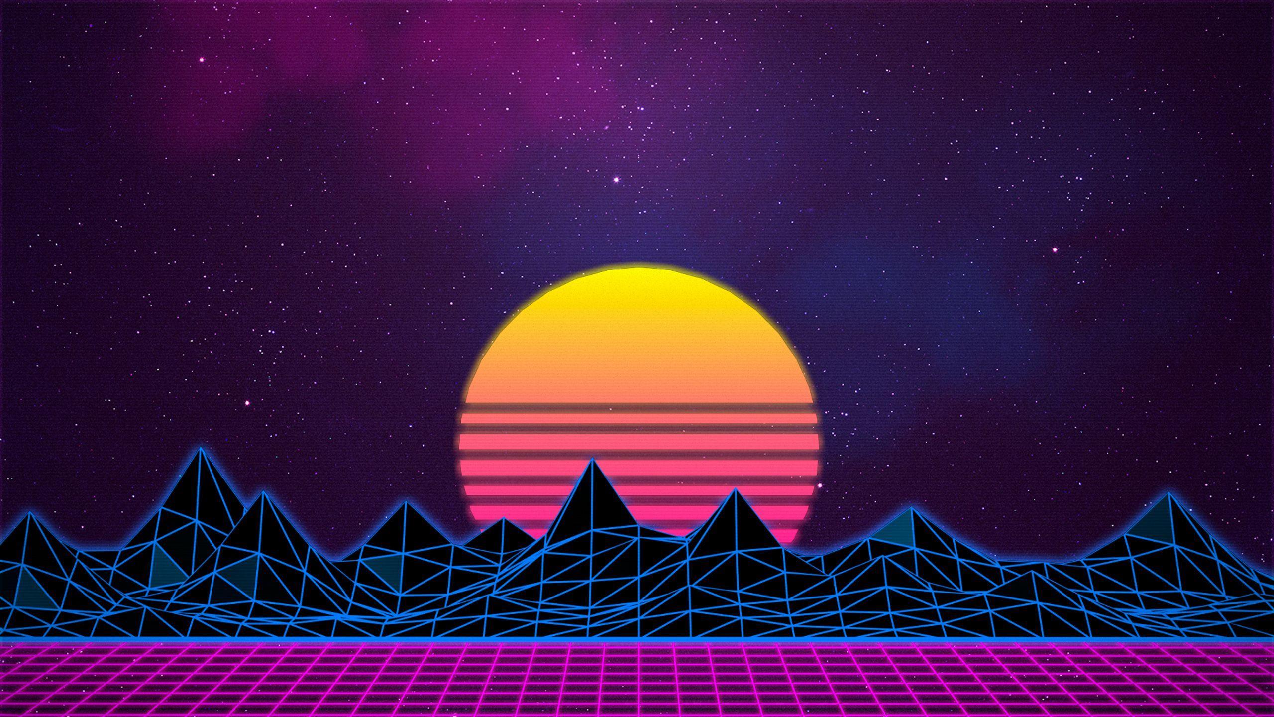 Retro Wave Sunrise Path Wallpapers