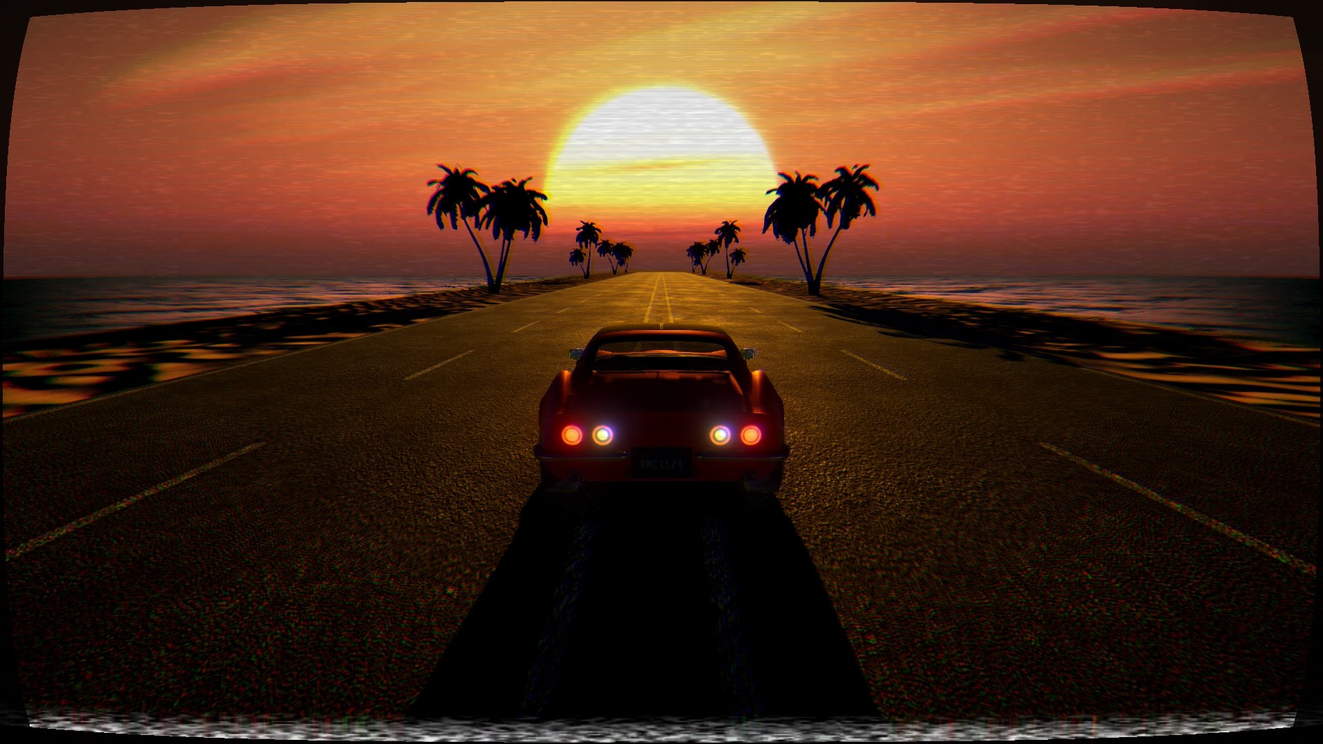 Retro Wave Sunrise Path Wallpapers