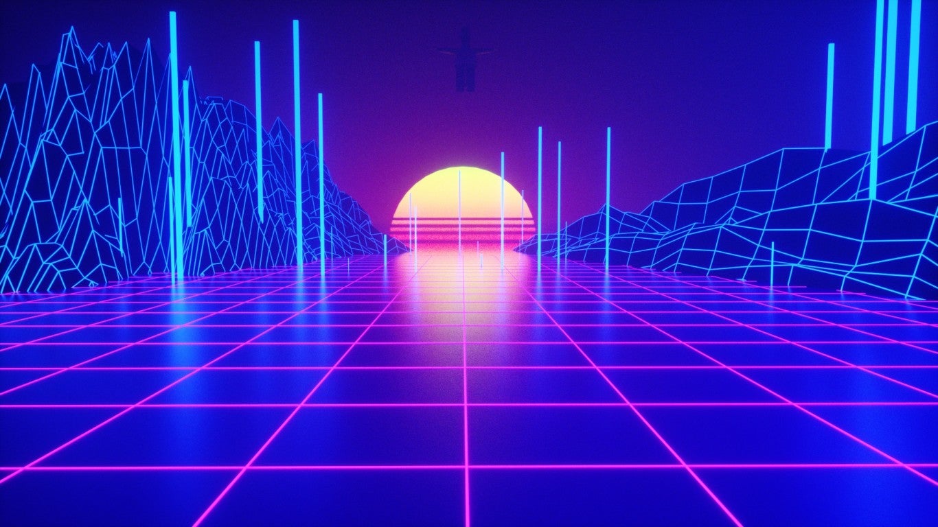 Retro Wave Sunrise Path Wallpapers