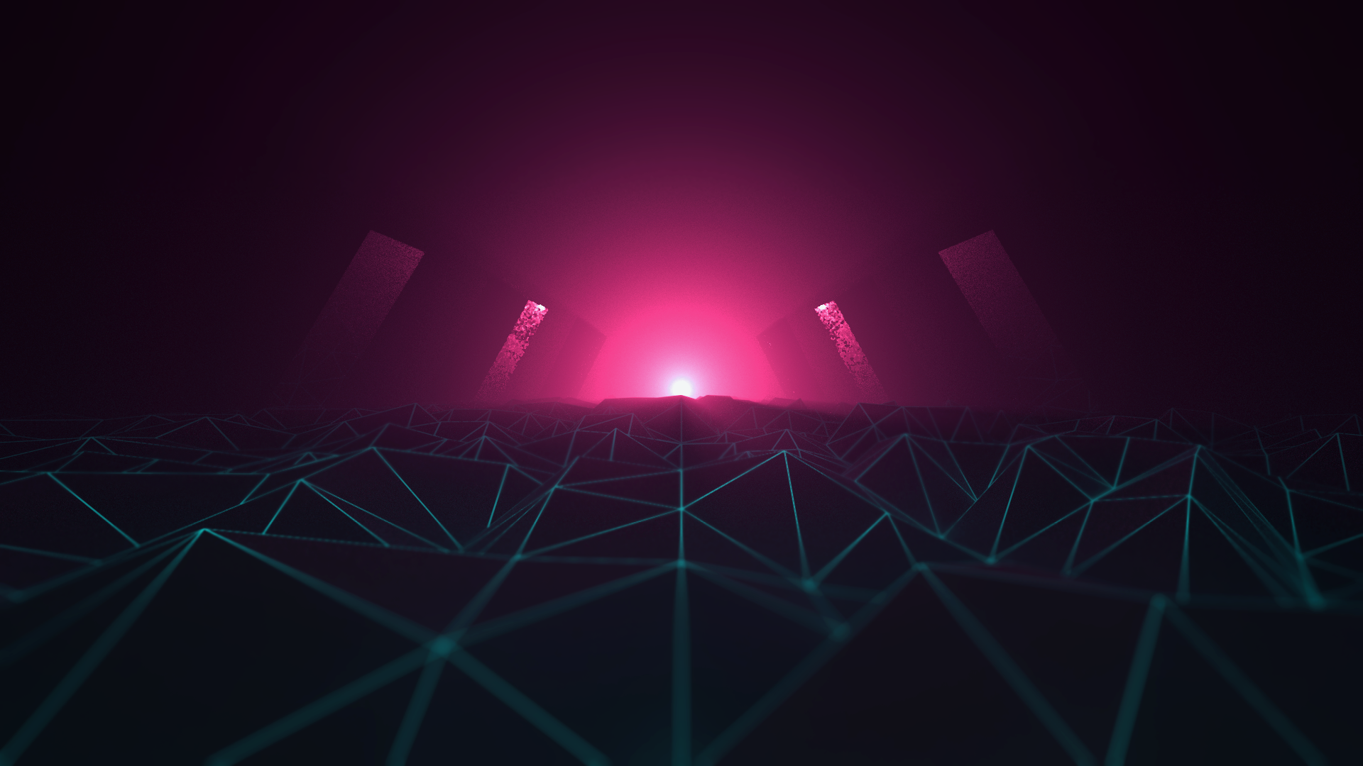 Retro Wave Sunrise Path Wallpapers