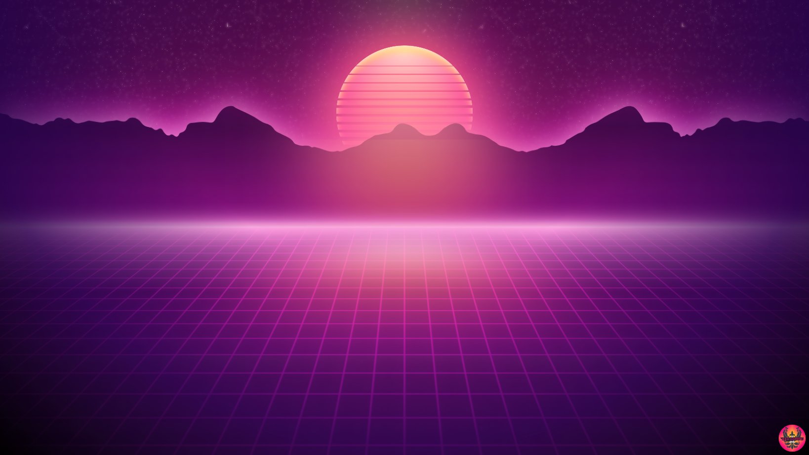 Retro Wave Sunrise Path Wallpapers