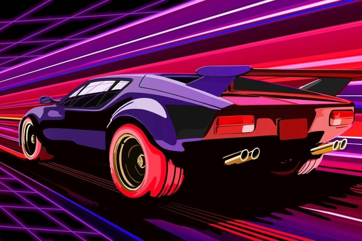 Retro Wave Sunset And Running Car Wallpapers