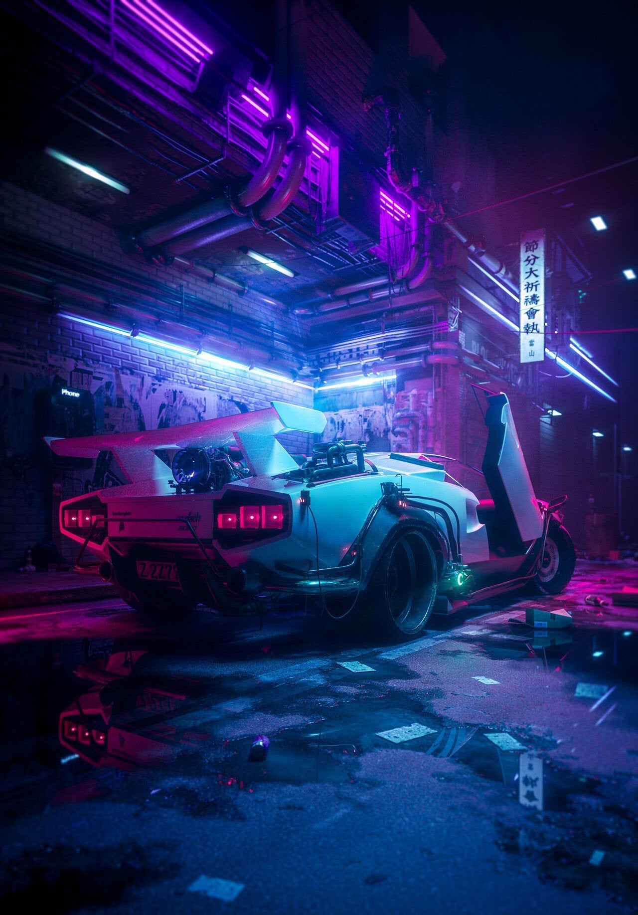 Retro Wave Sunset And Running Car Wallpapers