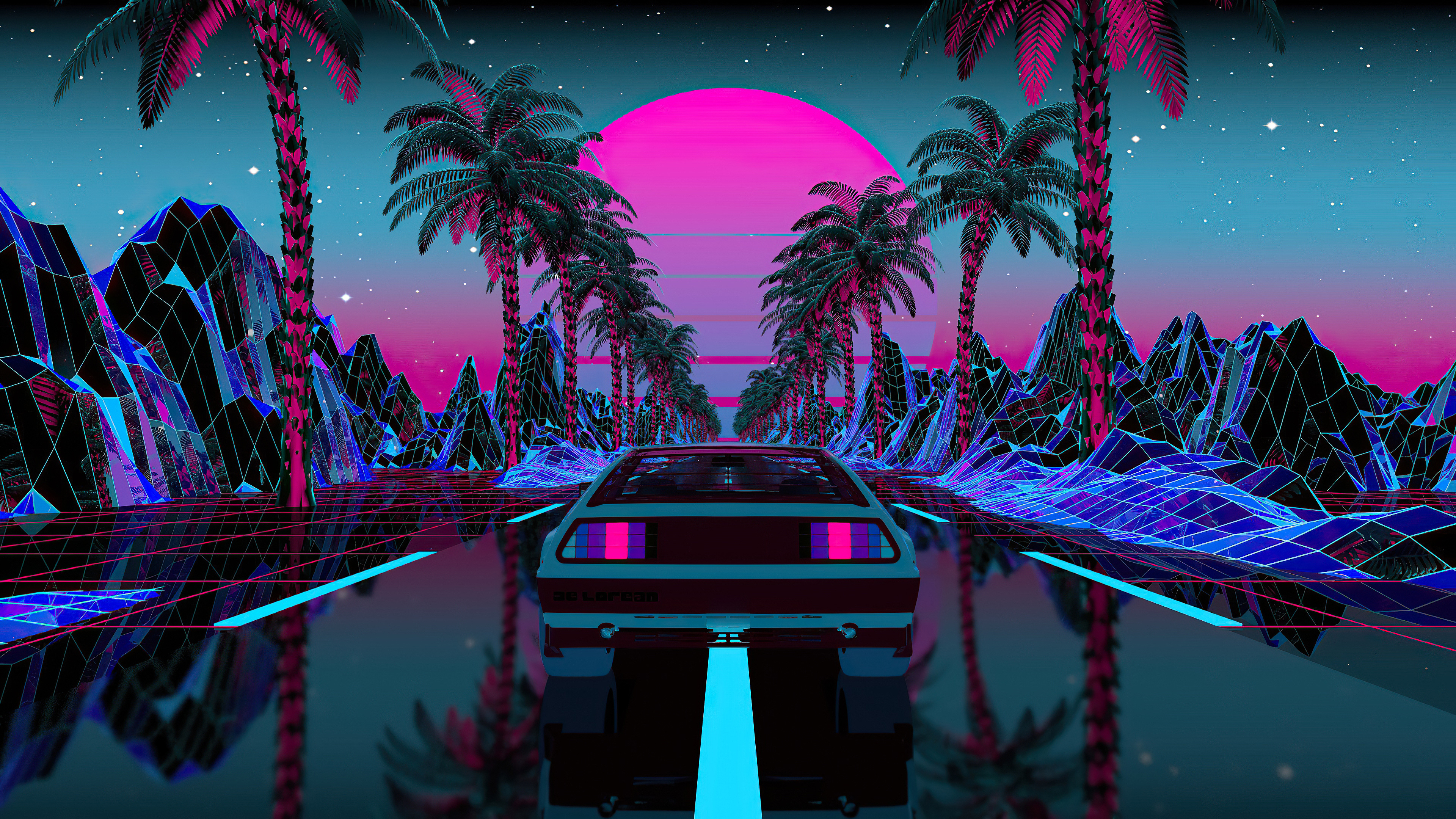 Retrowave Delorean Wallpapers