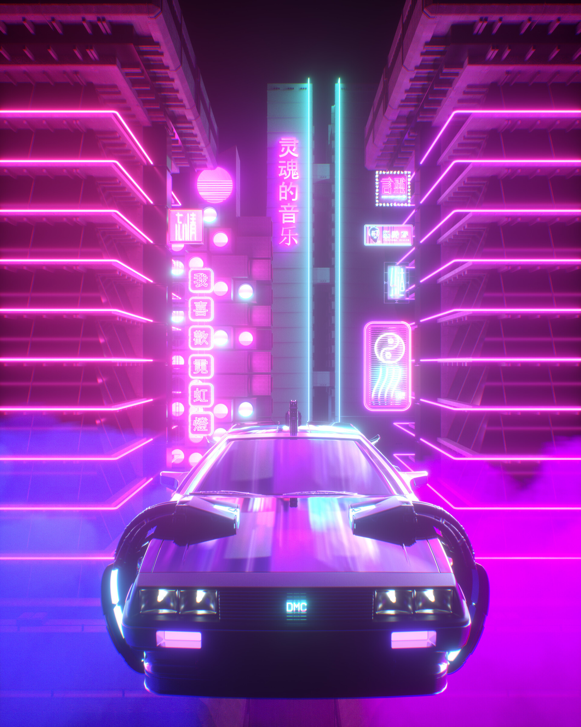 Retrowave Delorean Wallpapers