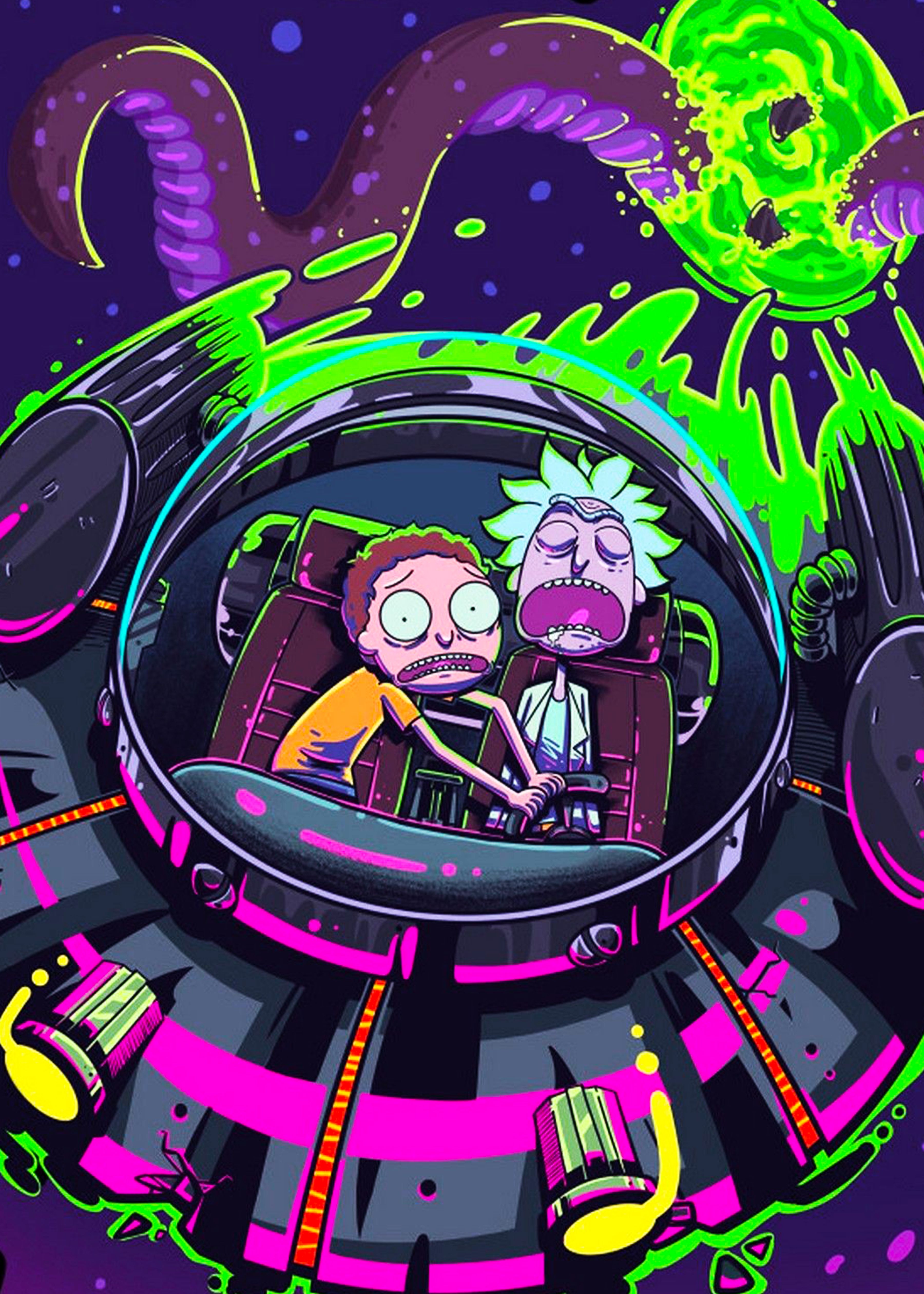 Rick And Morty Trippy Spaceship Wallpapers