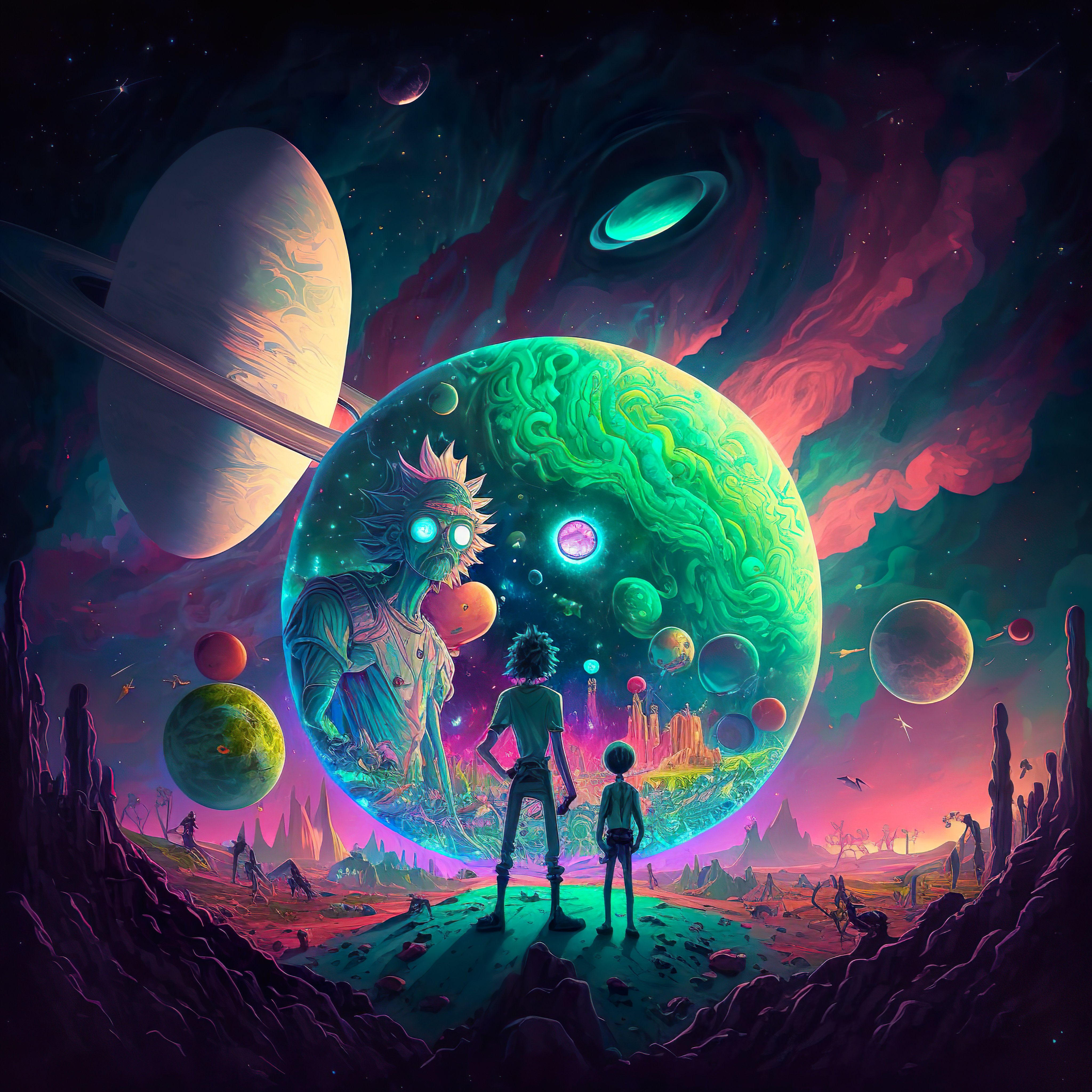 Rick And Morty Trippy Spaceship Wallpapers