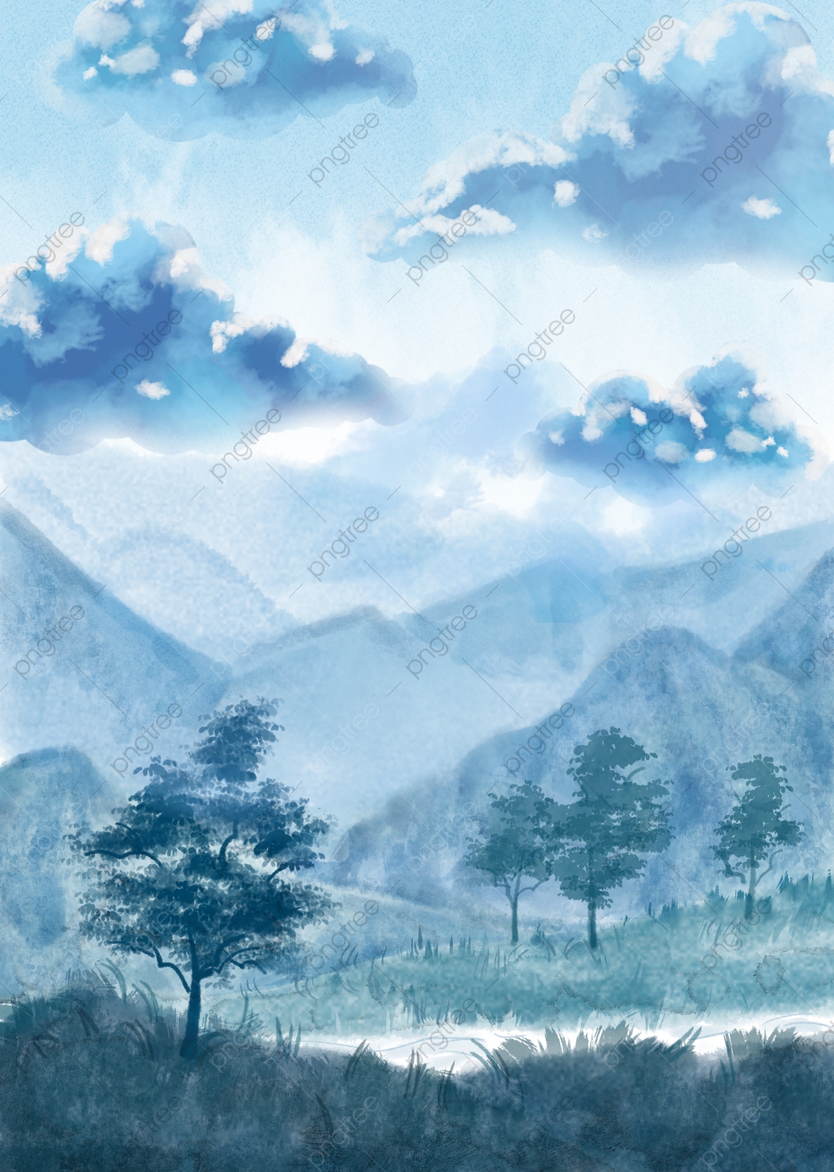 Road With Background Of Mountains And Clouds