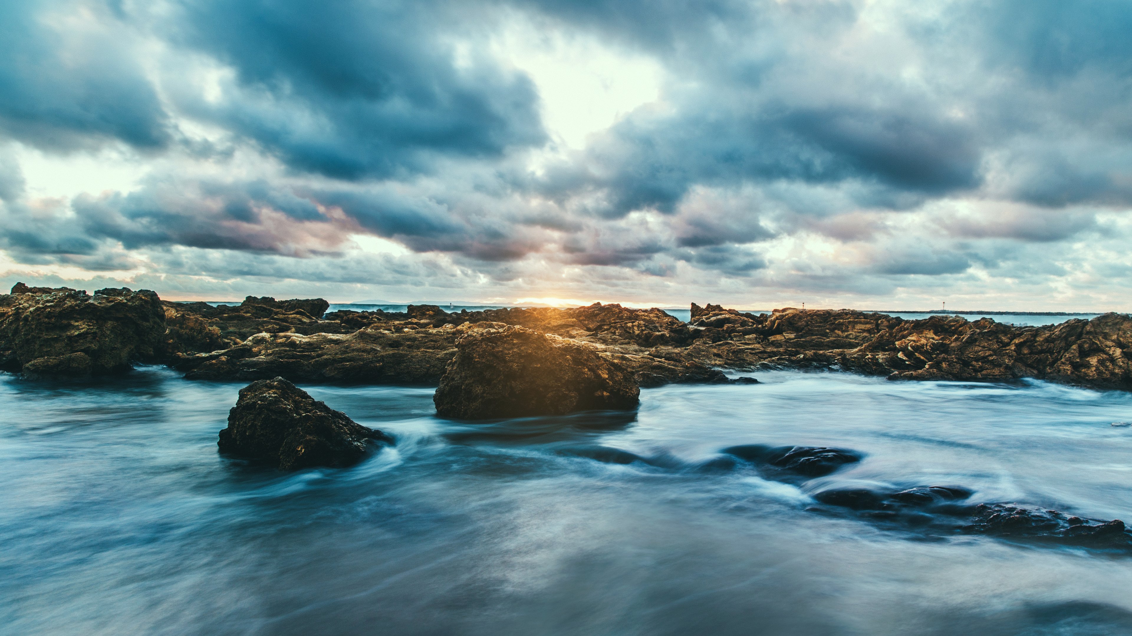 Rock Clouds Horizon Ocean Rock Wallpapers