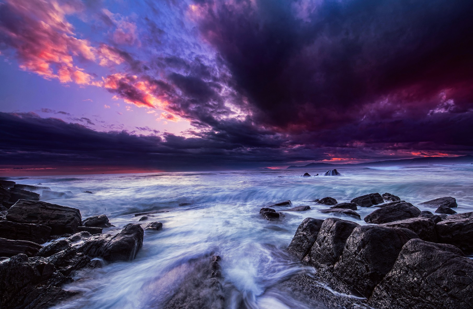 Rock Clouds Horizon Ocean Rock Wallpapers