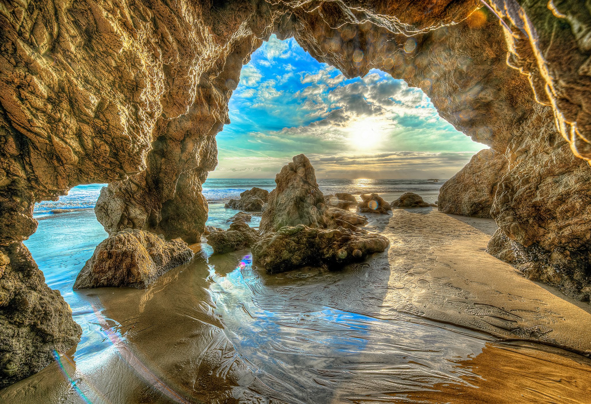 Rock Clouds Horizon Ocean Rock Wallpapers