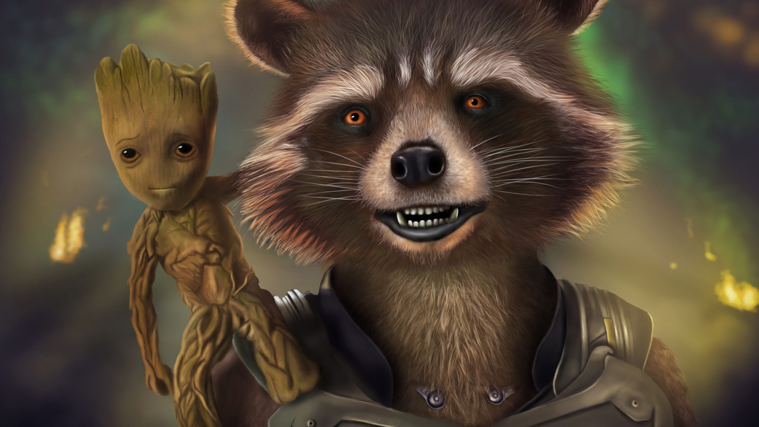 Rocket And Baby Groot Bait And Switch Wallpapers