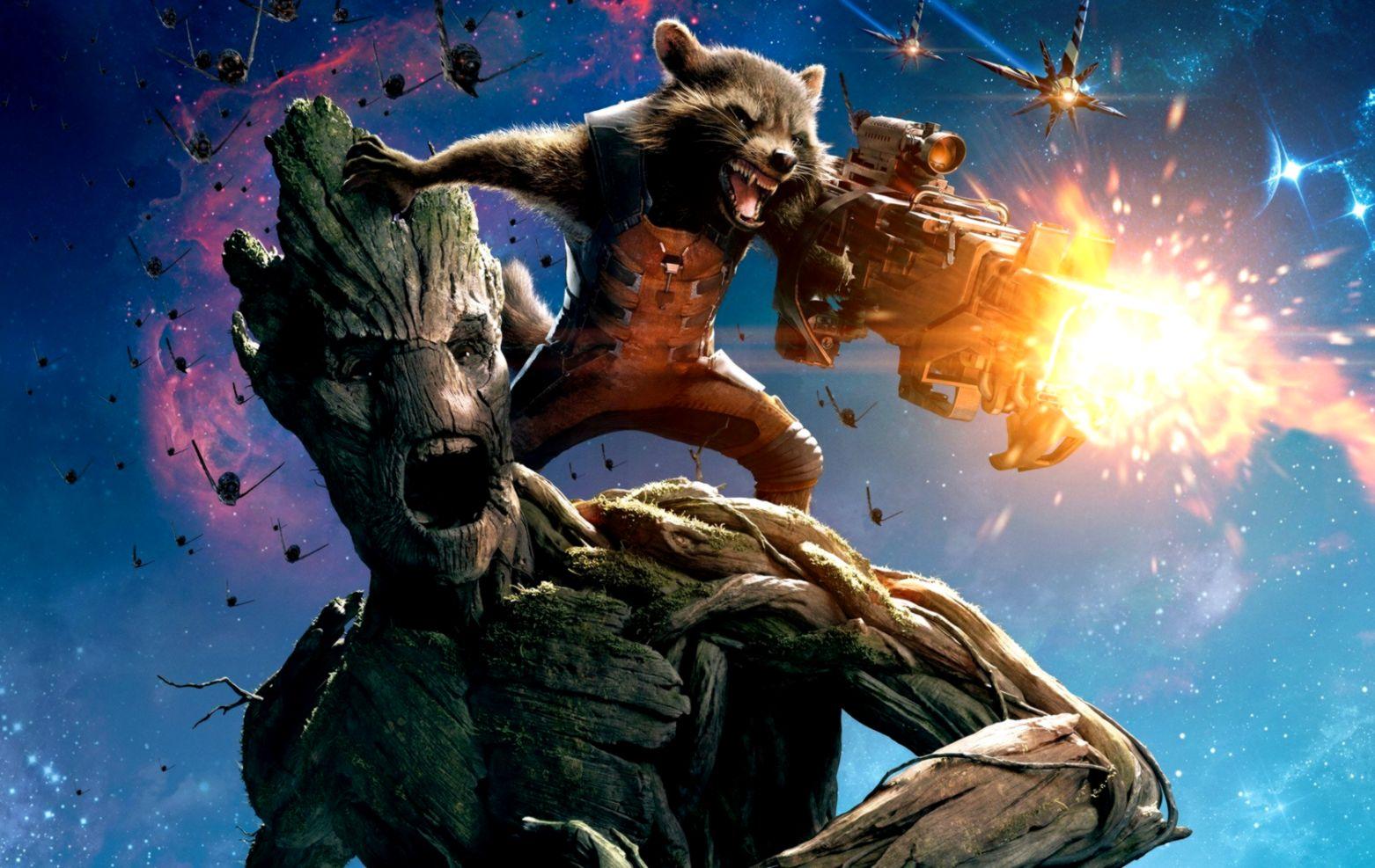 Rocket And Baby Groot Bait And Switch Wallpapers