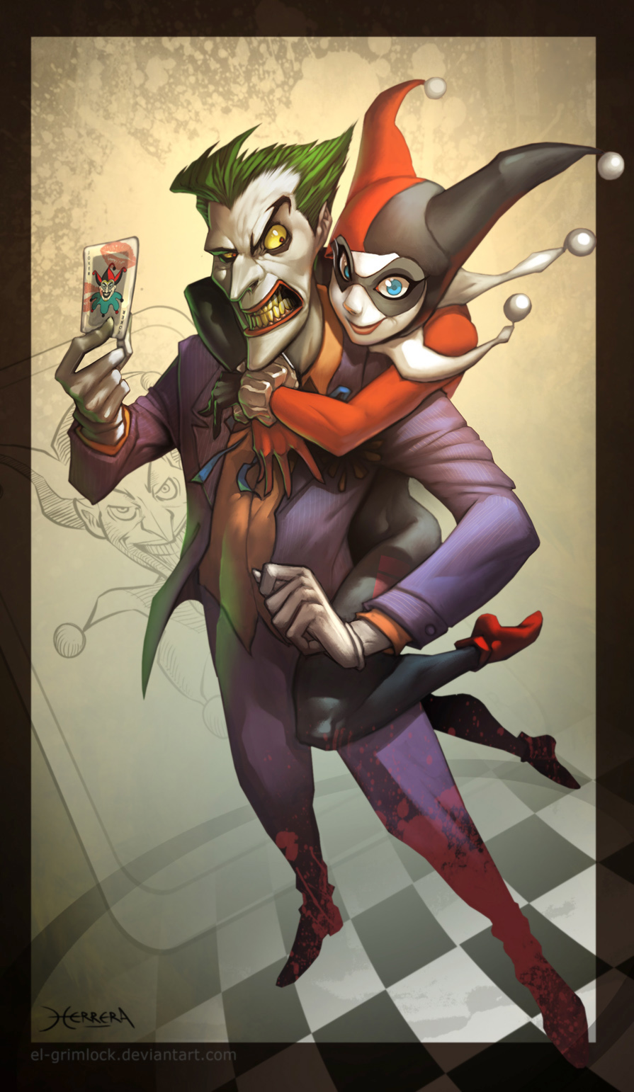 Romantic Joker And Harley Drawings Wallpapers