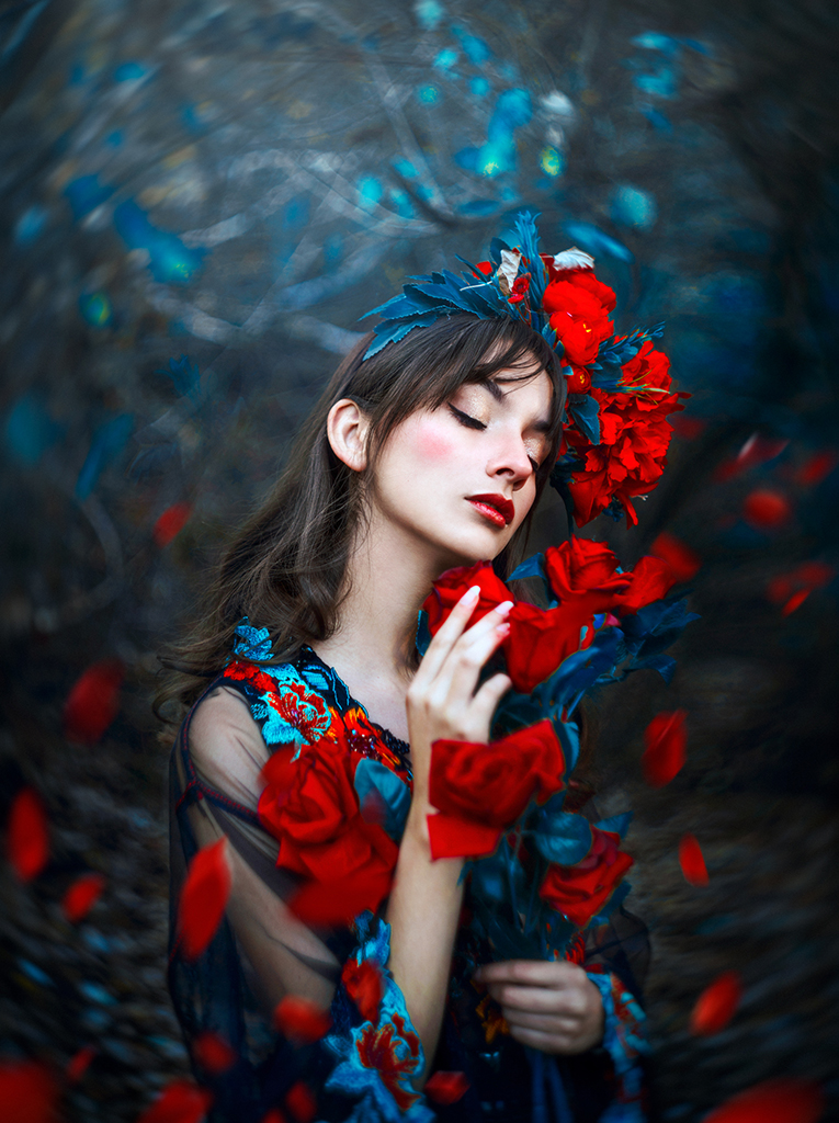 Ronny Garcia Model Covered In Red Flowers Wallpapers