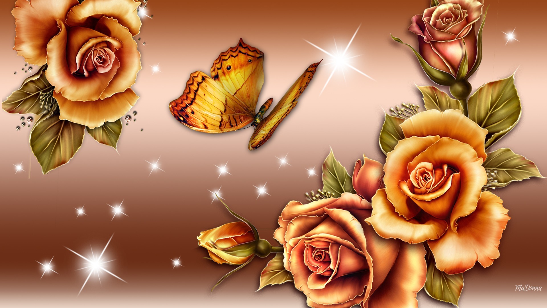 Rose Gold Butterflies Wallpapers