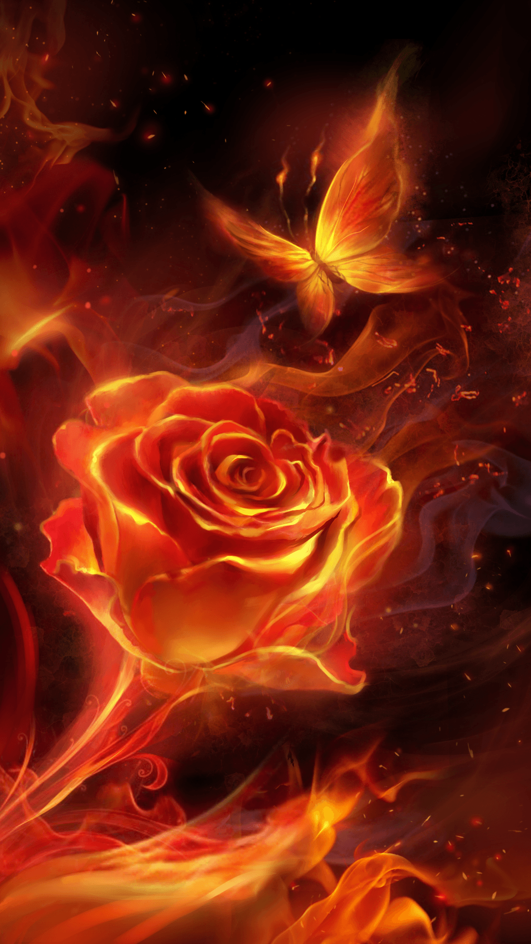 Rose On Fire Wallpapers