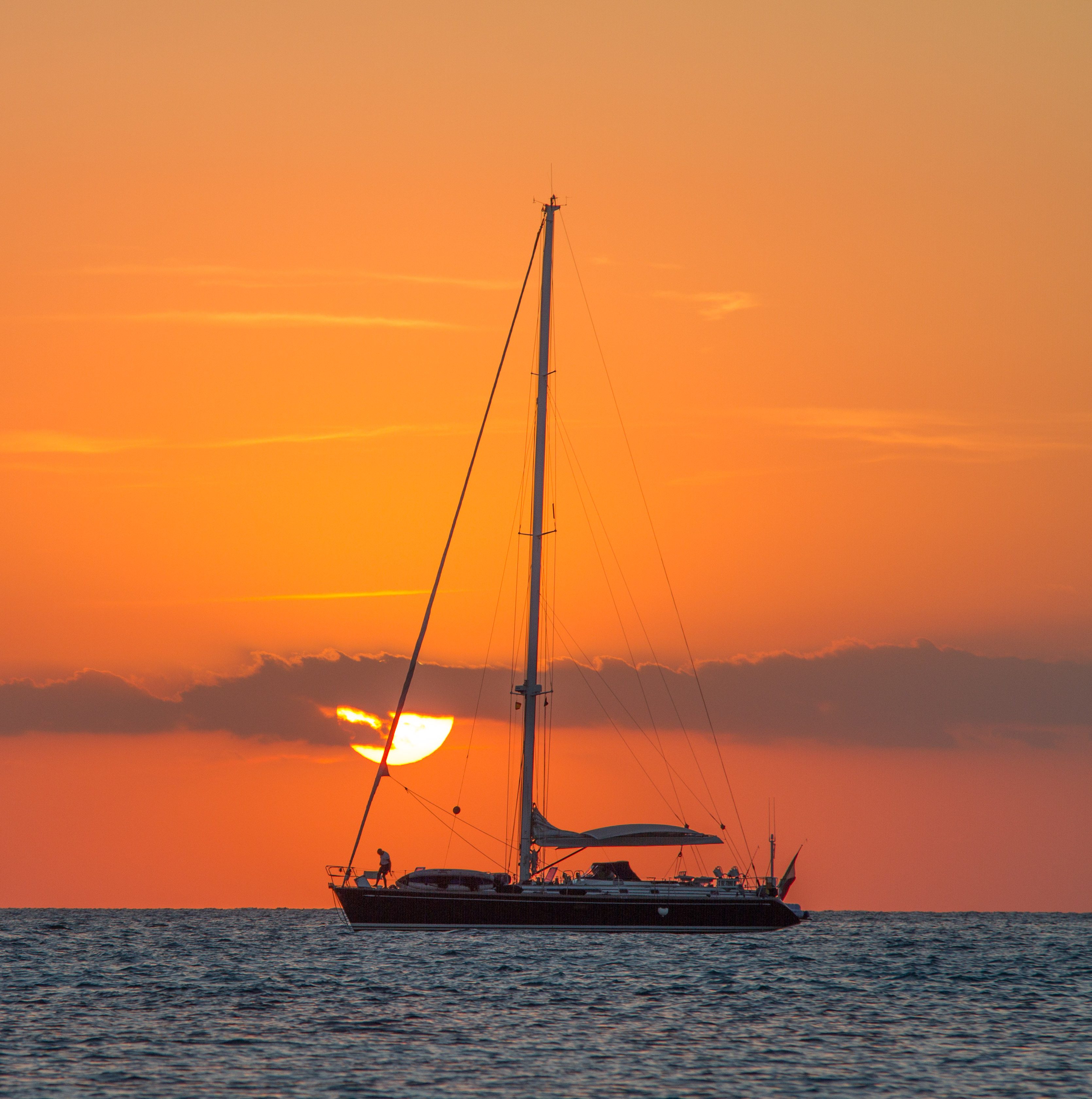 Sailboat Sunset Island In Ocean Wallpapers