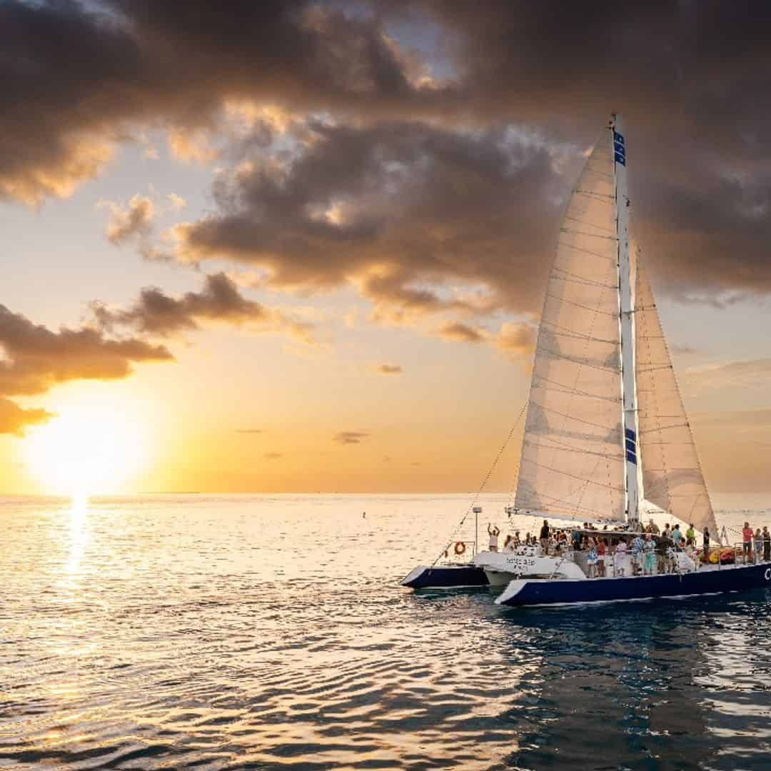 Sailboat Sunset Island In Ocean Wallpapers