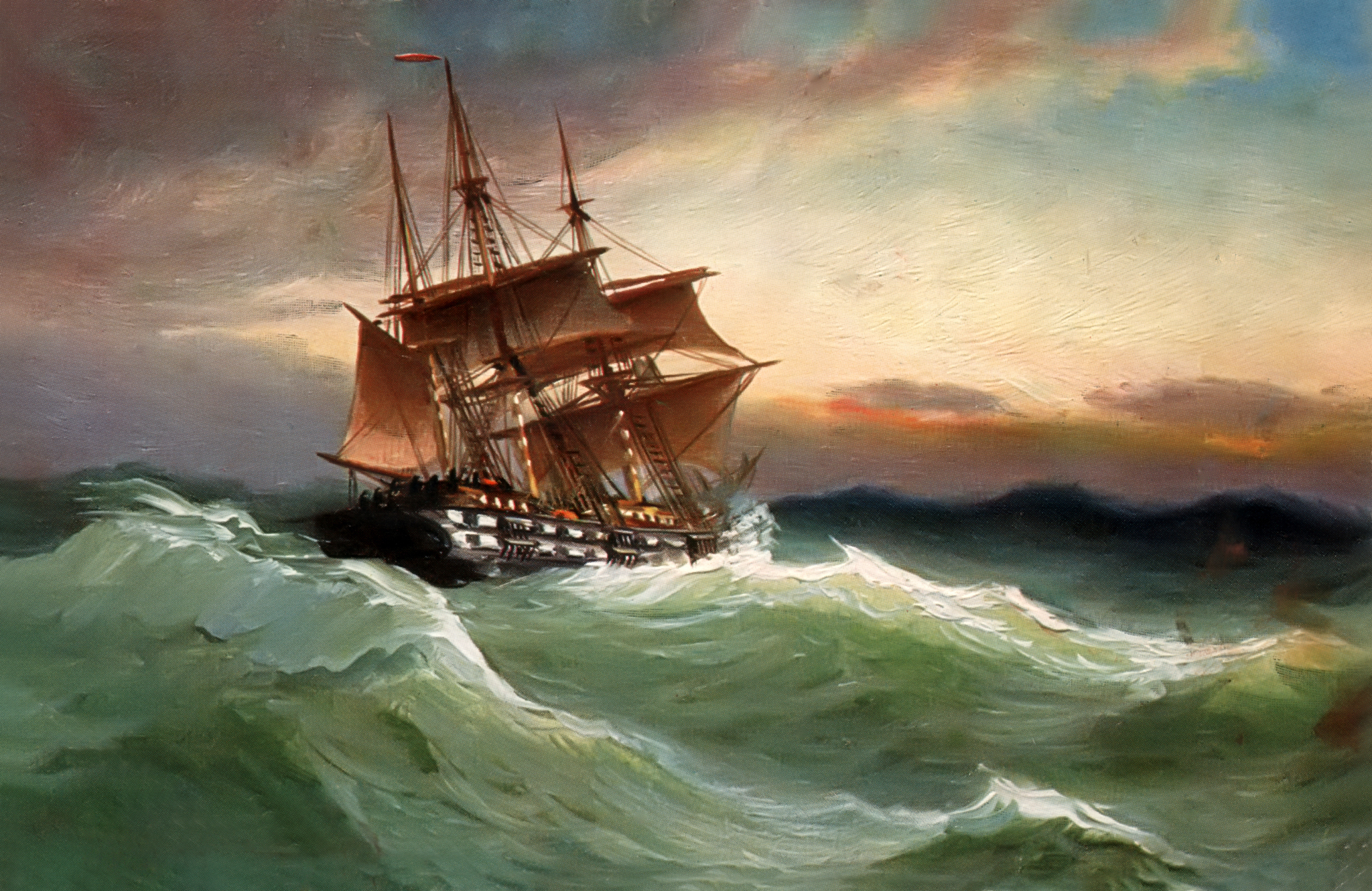 Sails Ship In Ocean
 Wallpapers