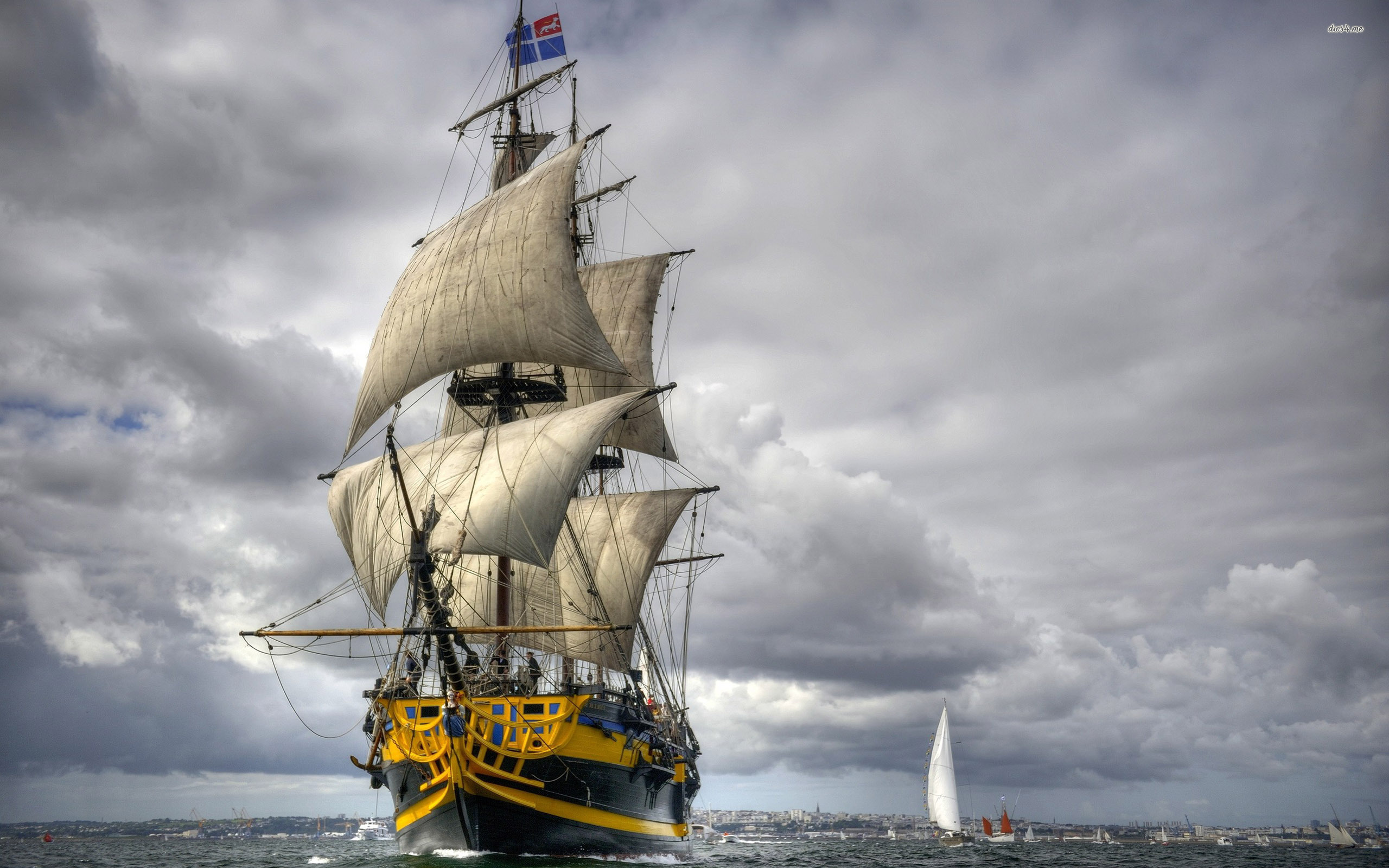 Sails Ship In Ocean
 Wallpapers