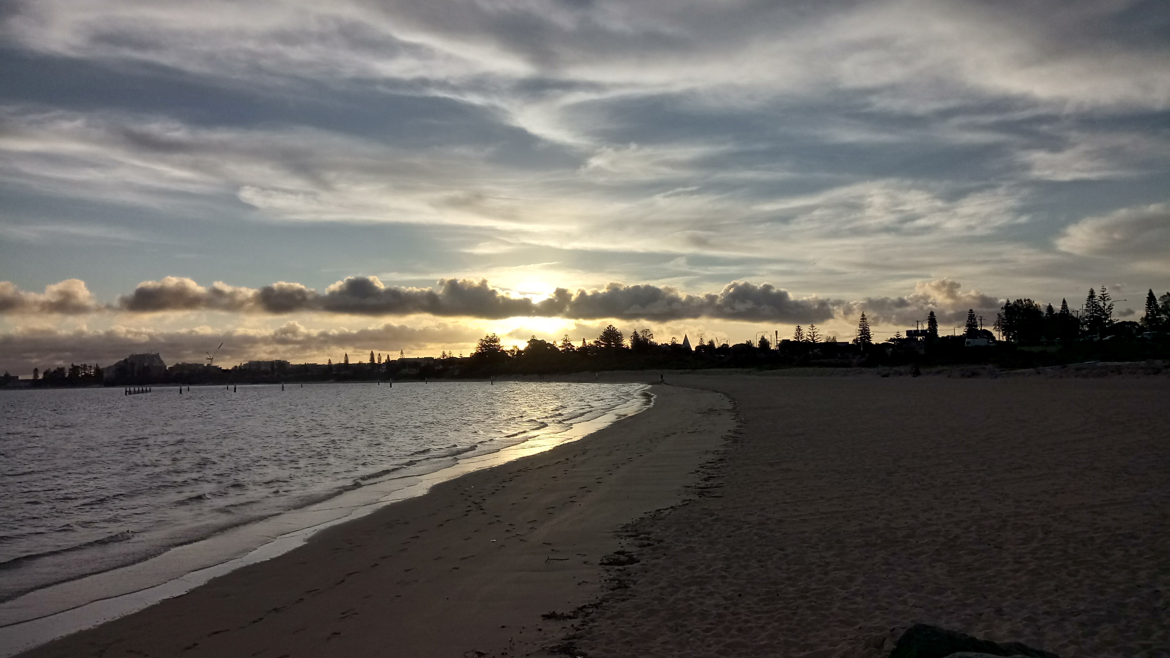 Sand And Pathway To Sea Under Cloudy Sunset Wallpapers