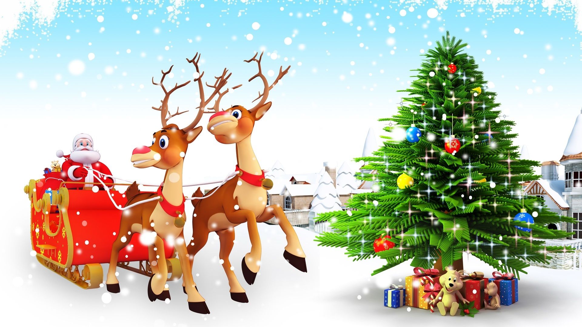 Santa And Reindeer Wallpapers