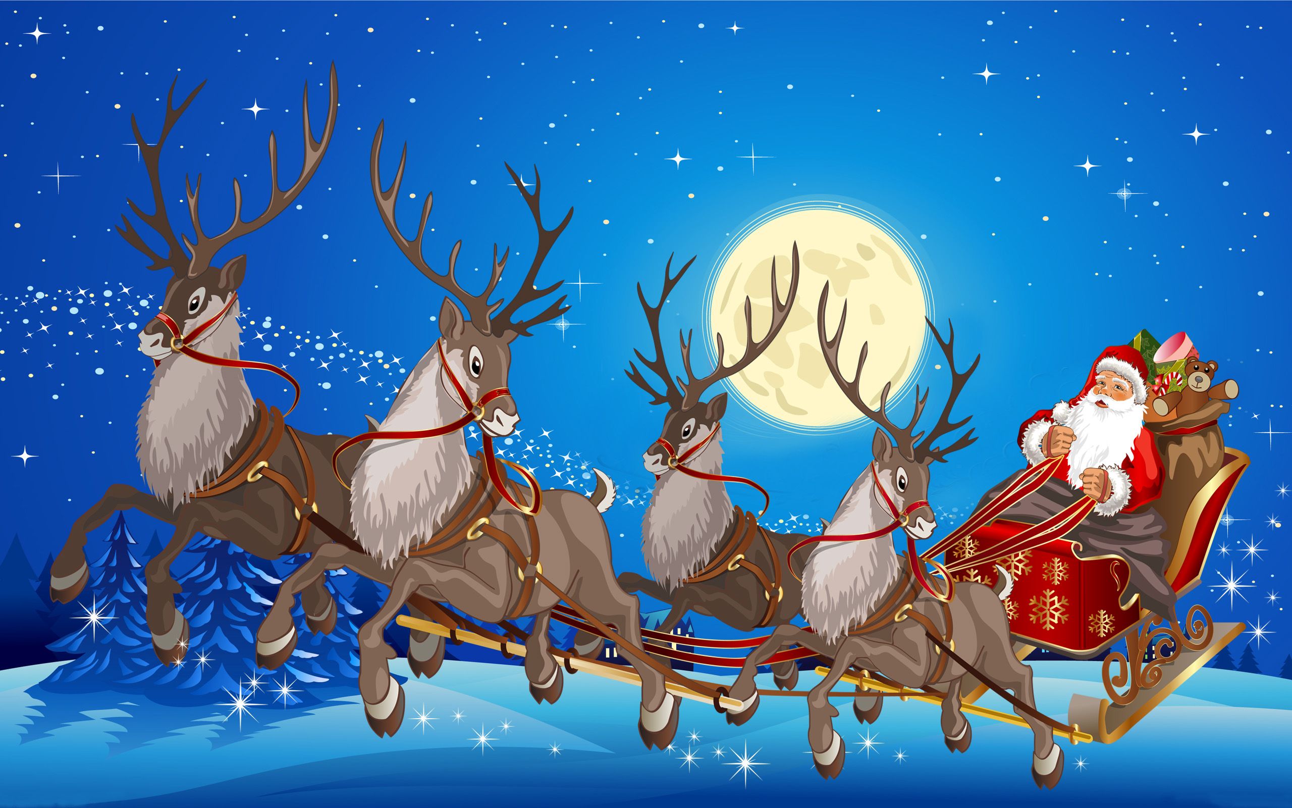 Santa And Reindeer Wallpapers