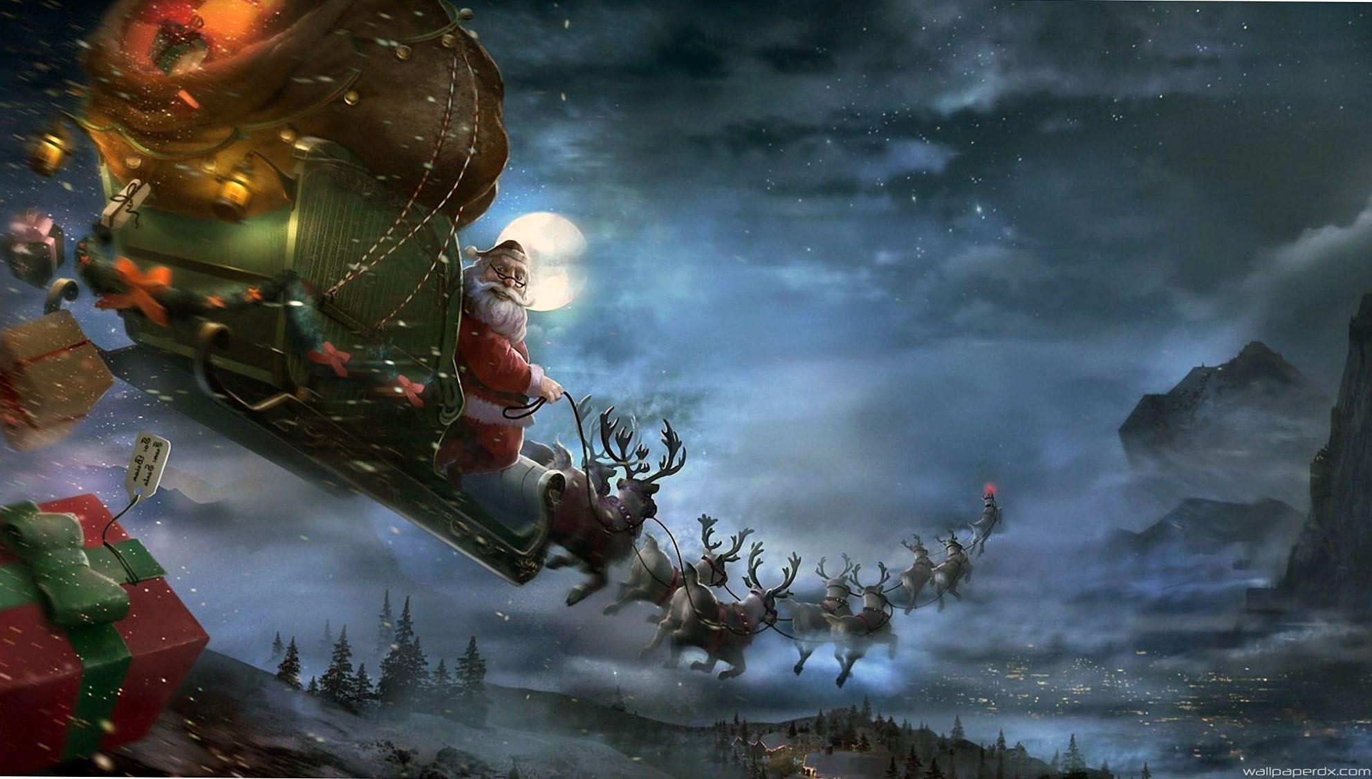 Santa Sleigh Wallpapers