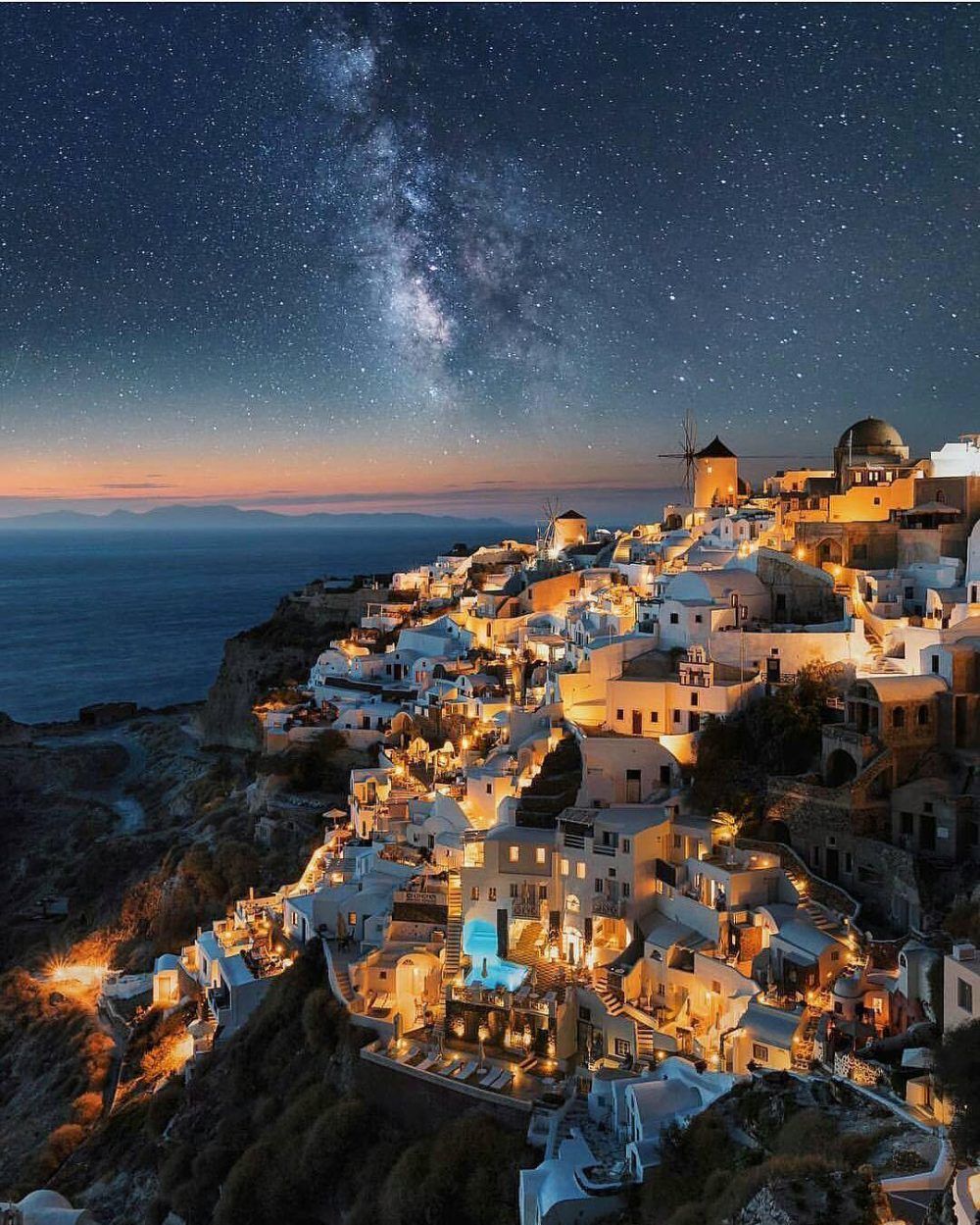 Santorini At Night Wallpapers