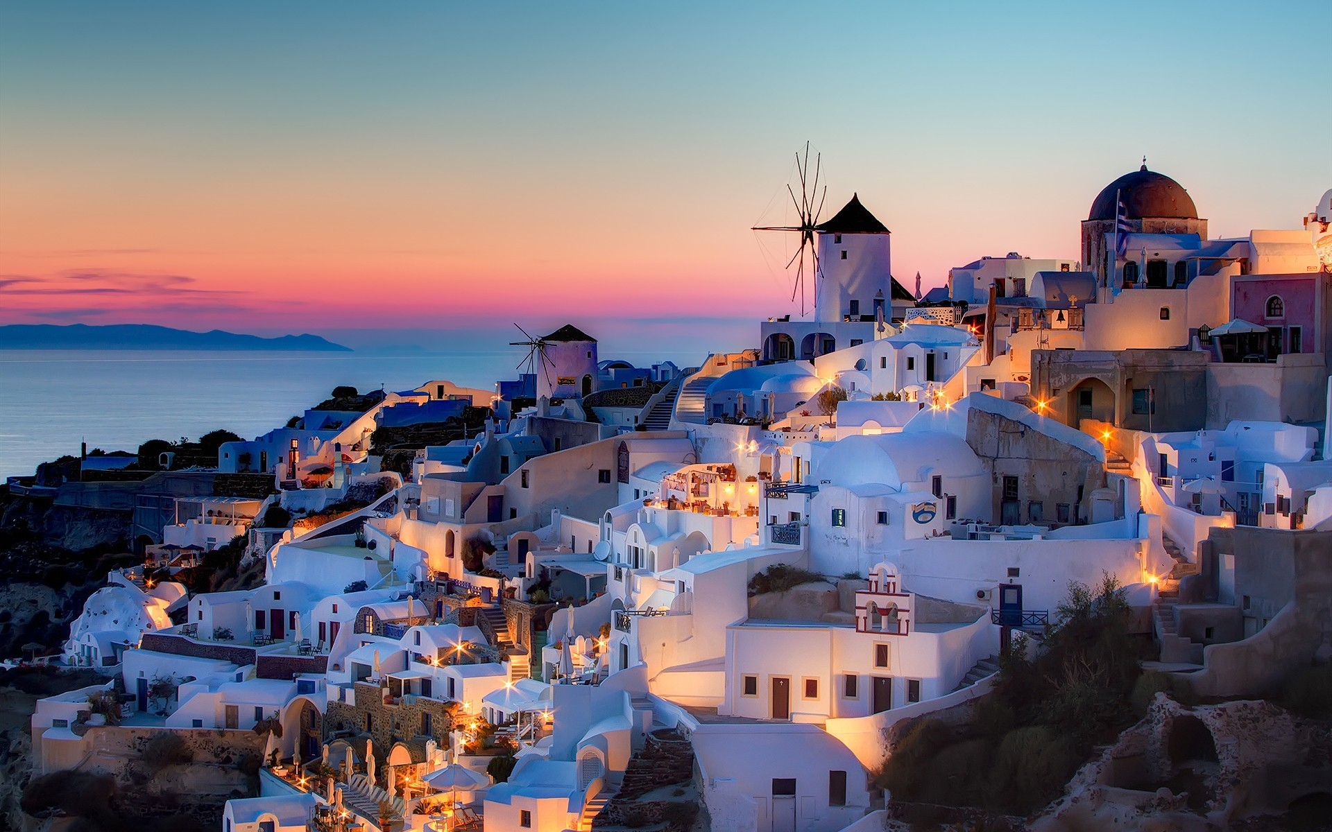 Santorini At Night Wallpapers