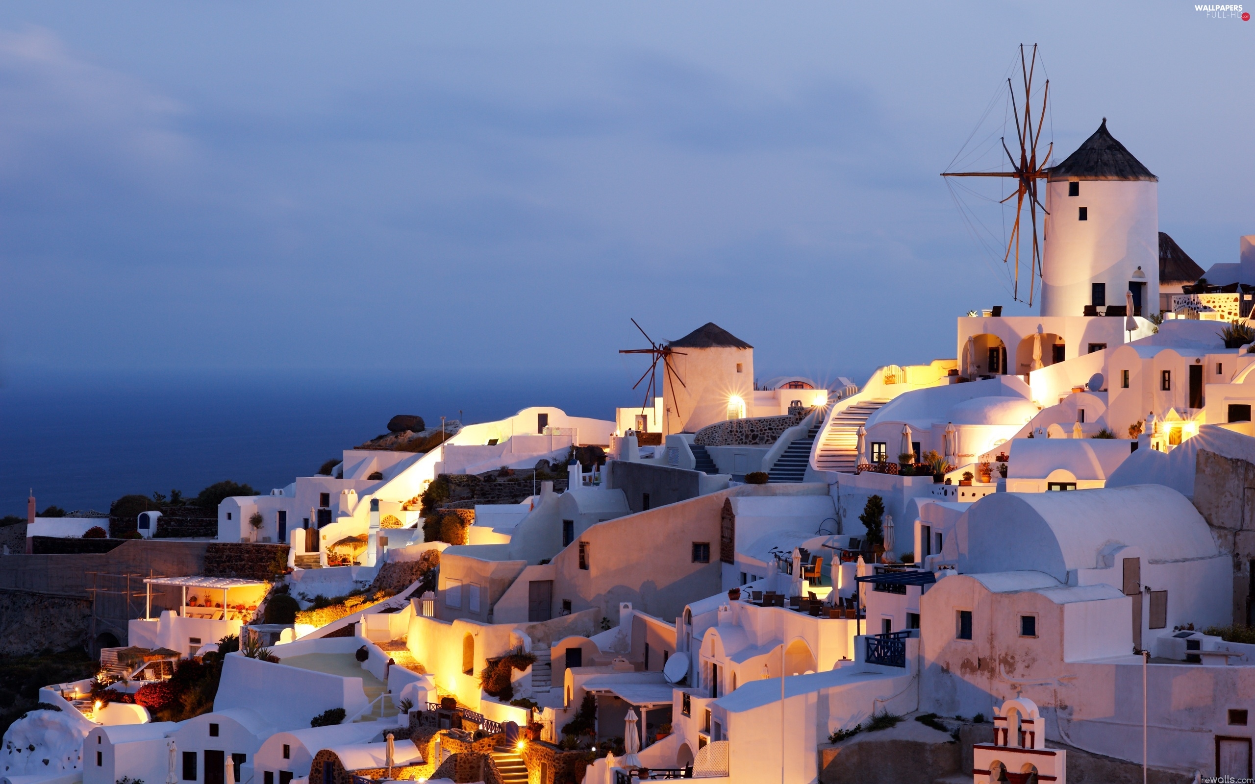 Santorini At Night Wallpapers