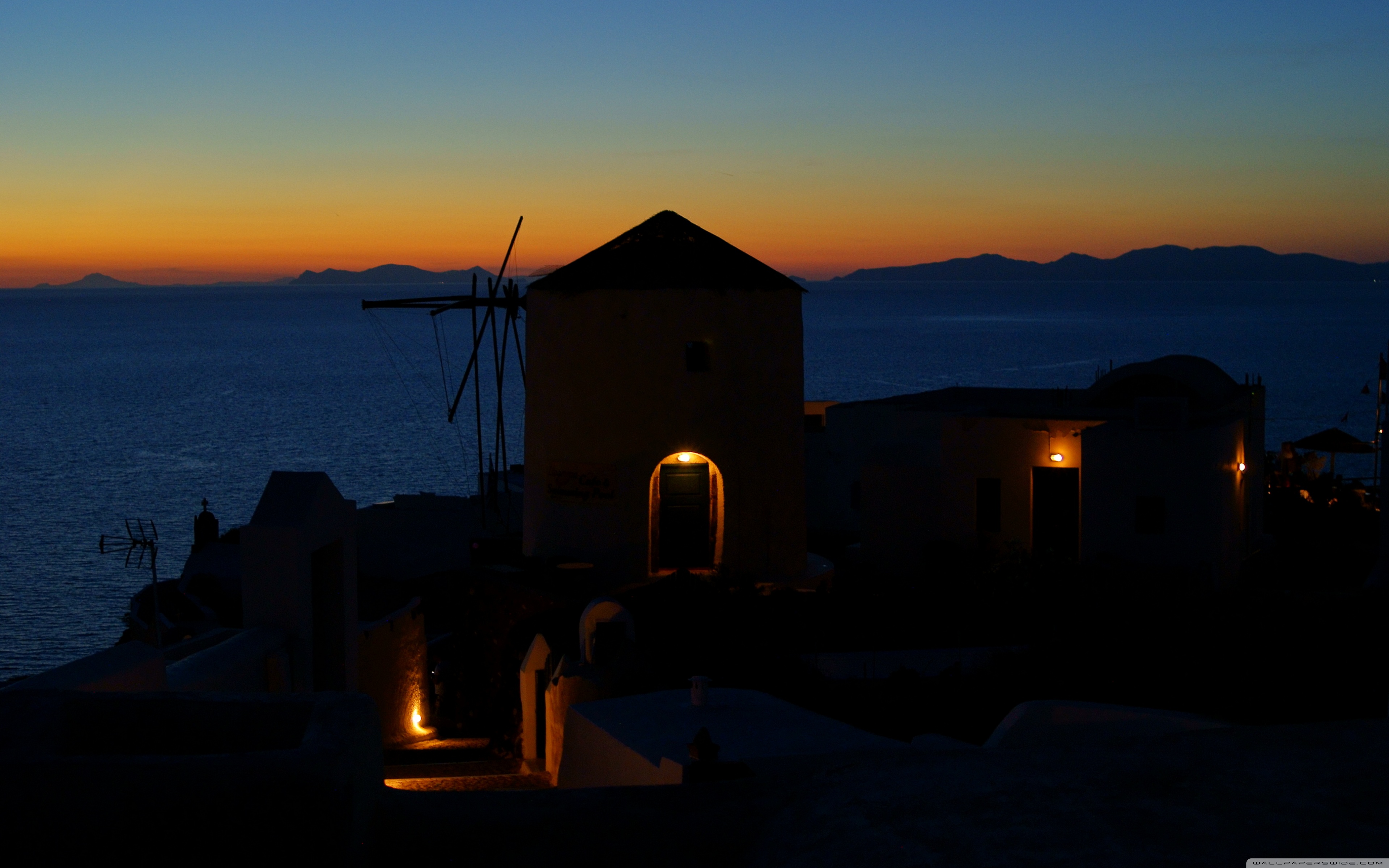 Santorini At Night Wallpapers