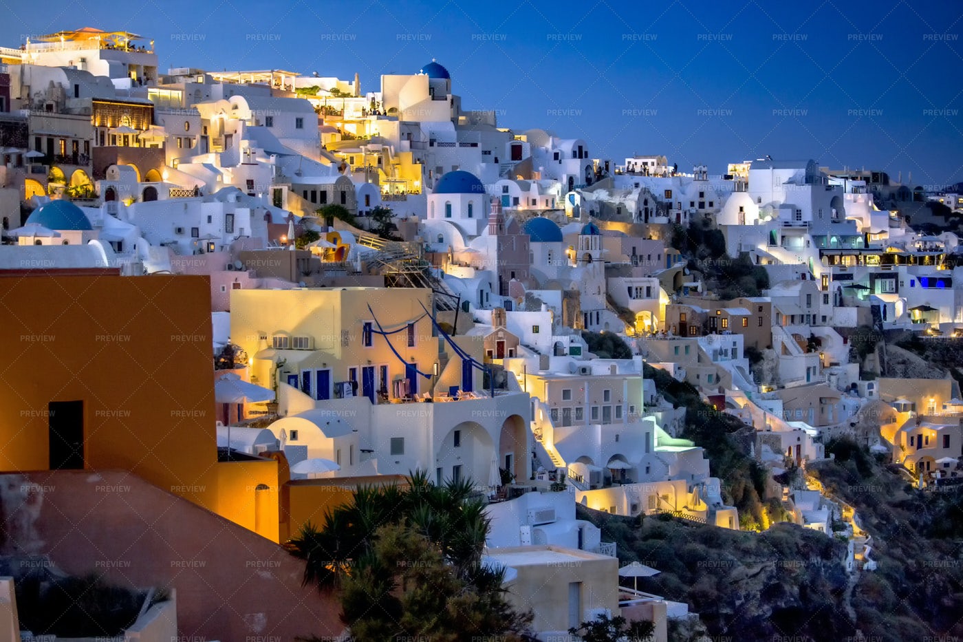 Santorini At Night Wallpapers