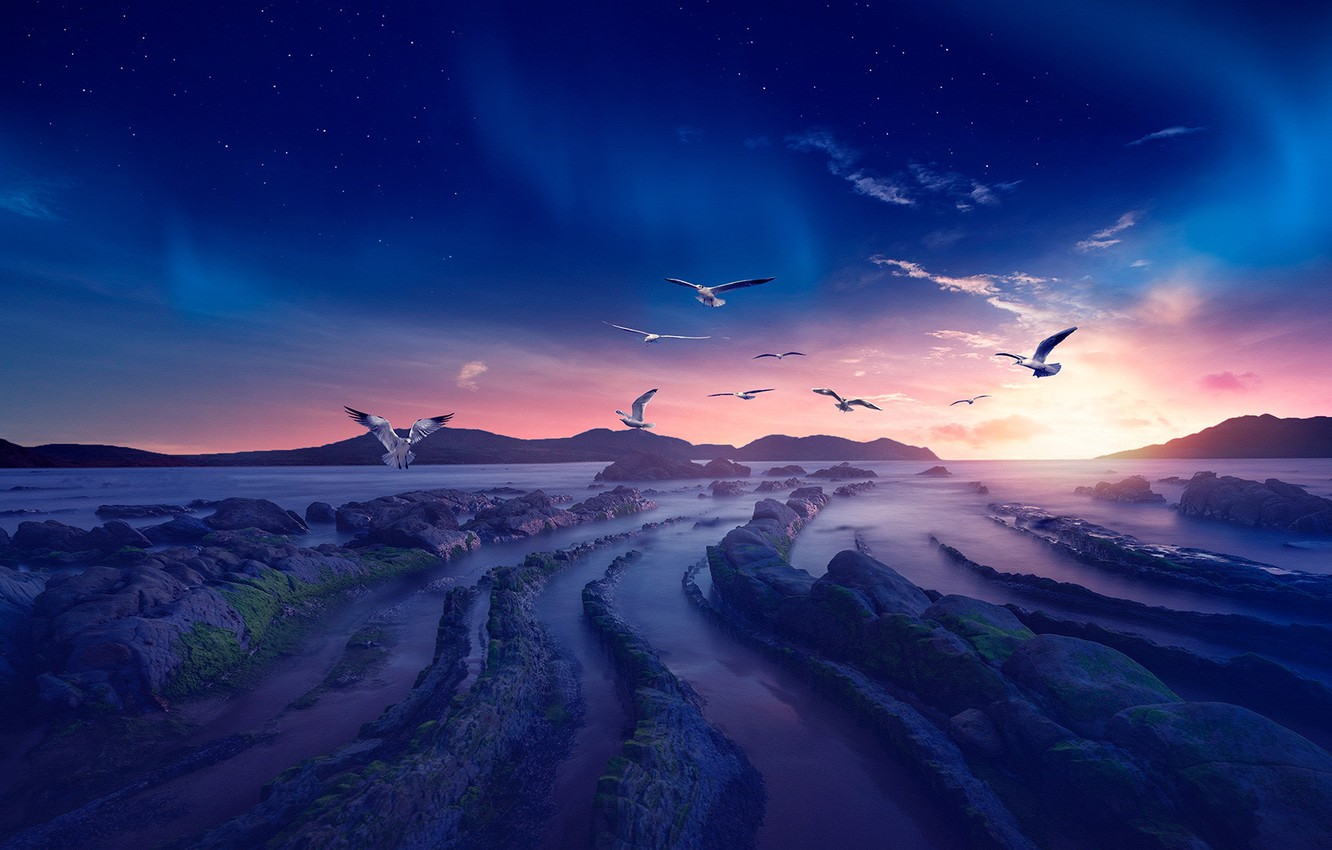 Scenery Sunset Stars Wallpapers