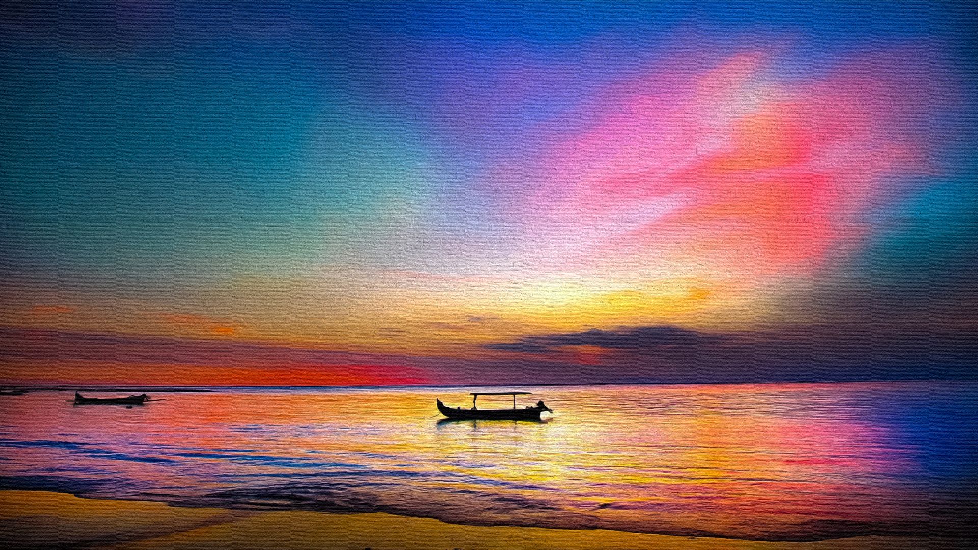 Sea Colorful Boat And Sunlight Wallpapers