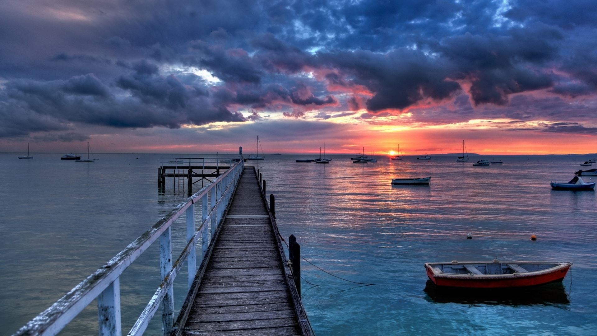 Sea Colorful Boat And Sunlight Wallpapers