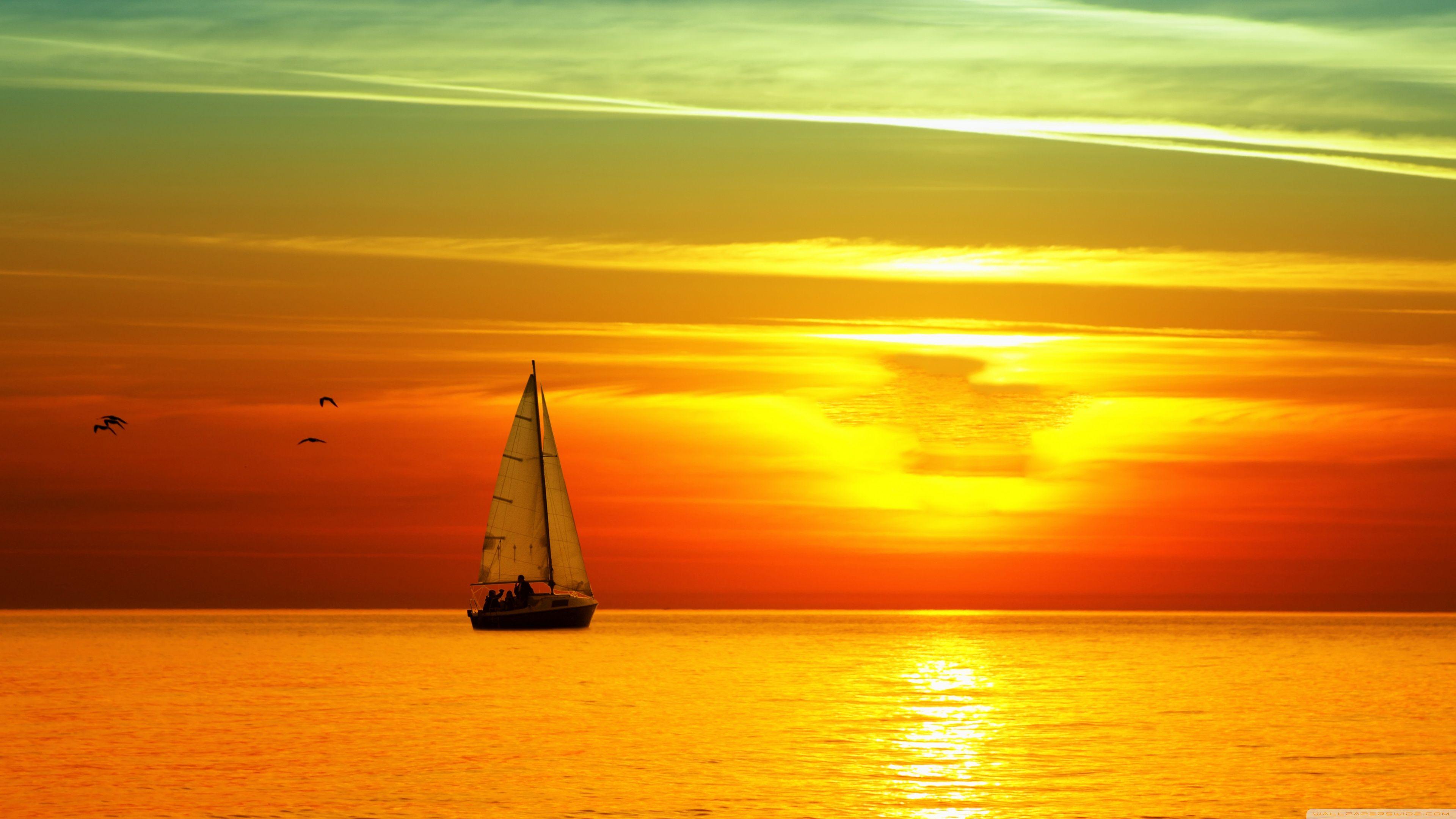 Sea Colorful Boat And Sunlight Wallpapers