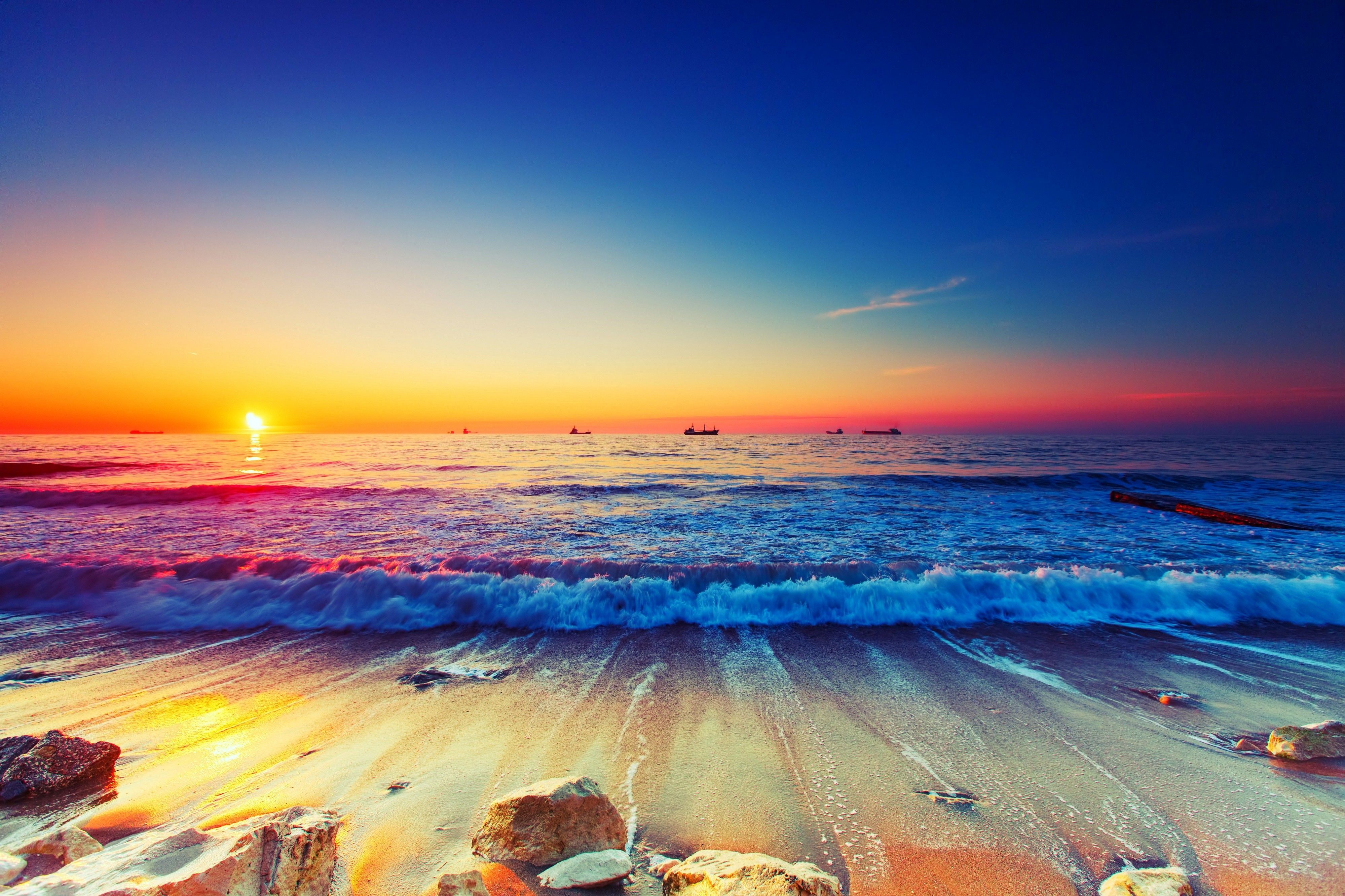 Sea Shore And Sunset Wallpapers