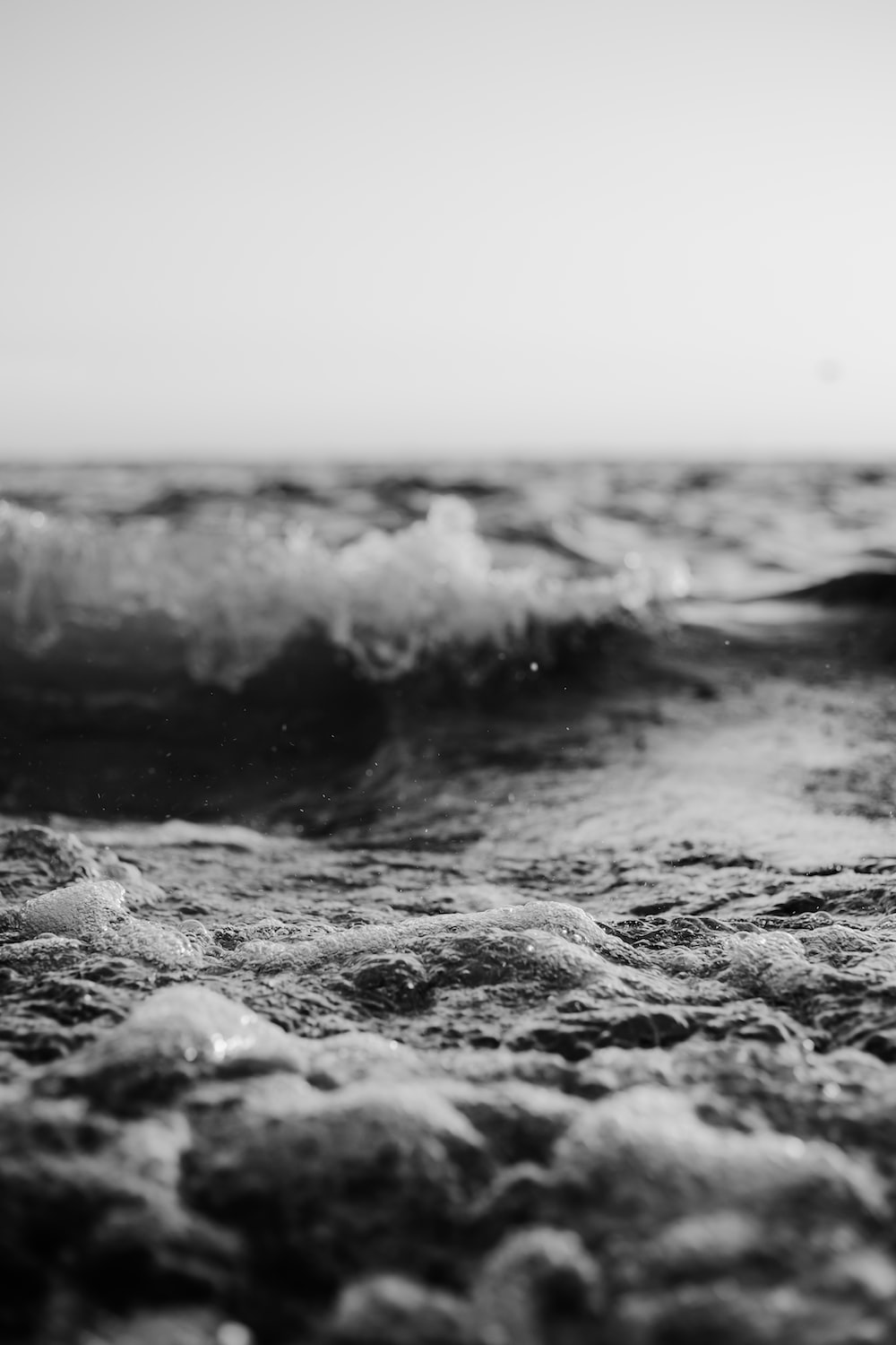 Sea With Big Waves Monochrome Wallpapers