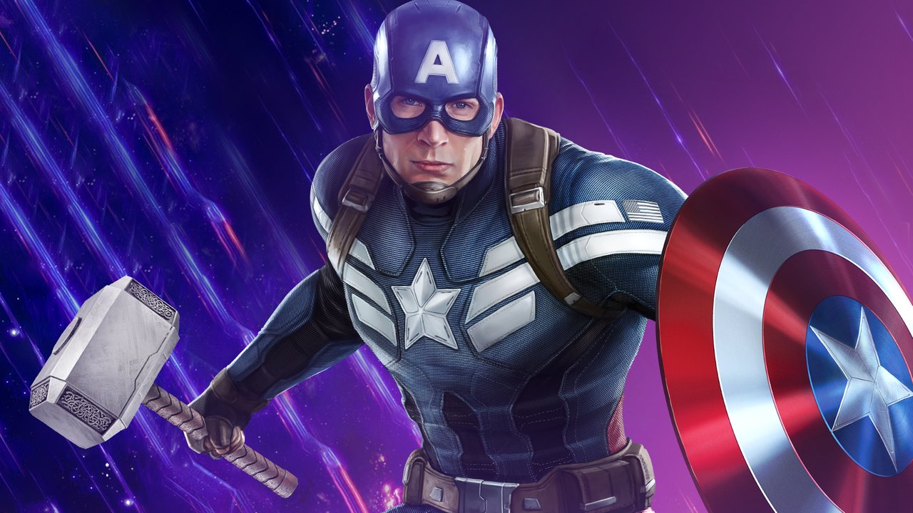 Shield Captain America With Thor'S Hammer Wallpapers