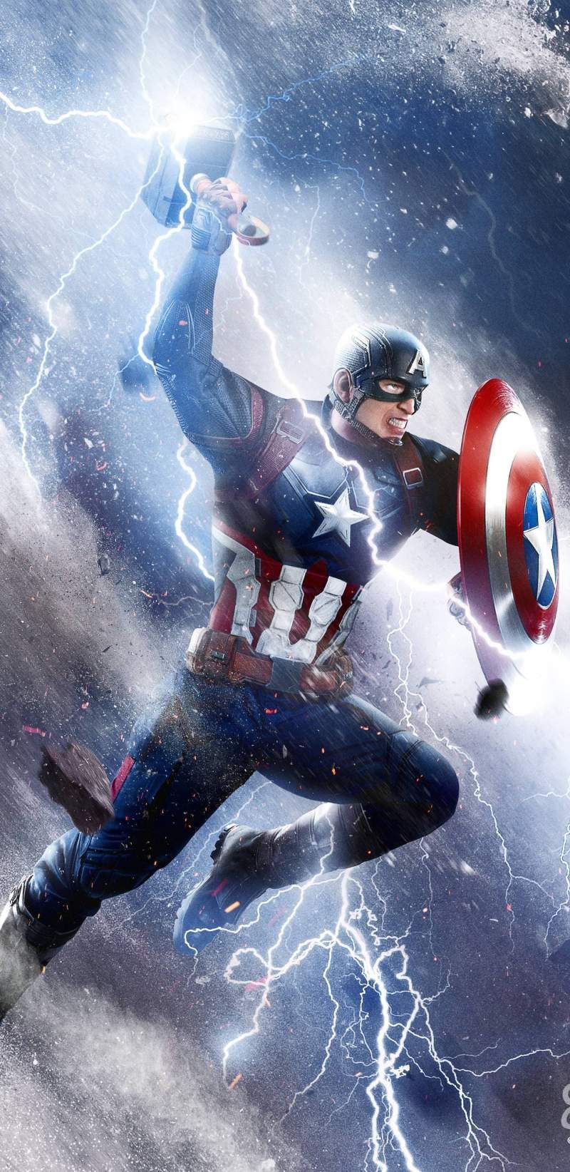 Shield Captain America With Thor'S Hammer Wallpapers