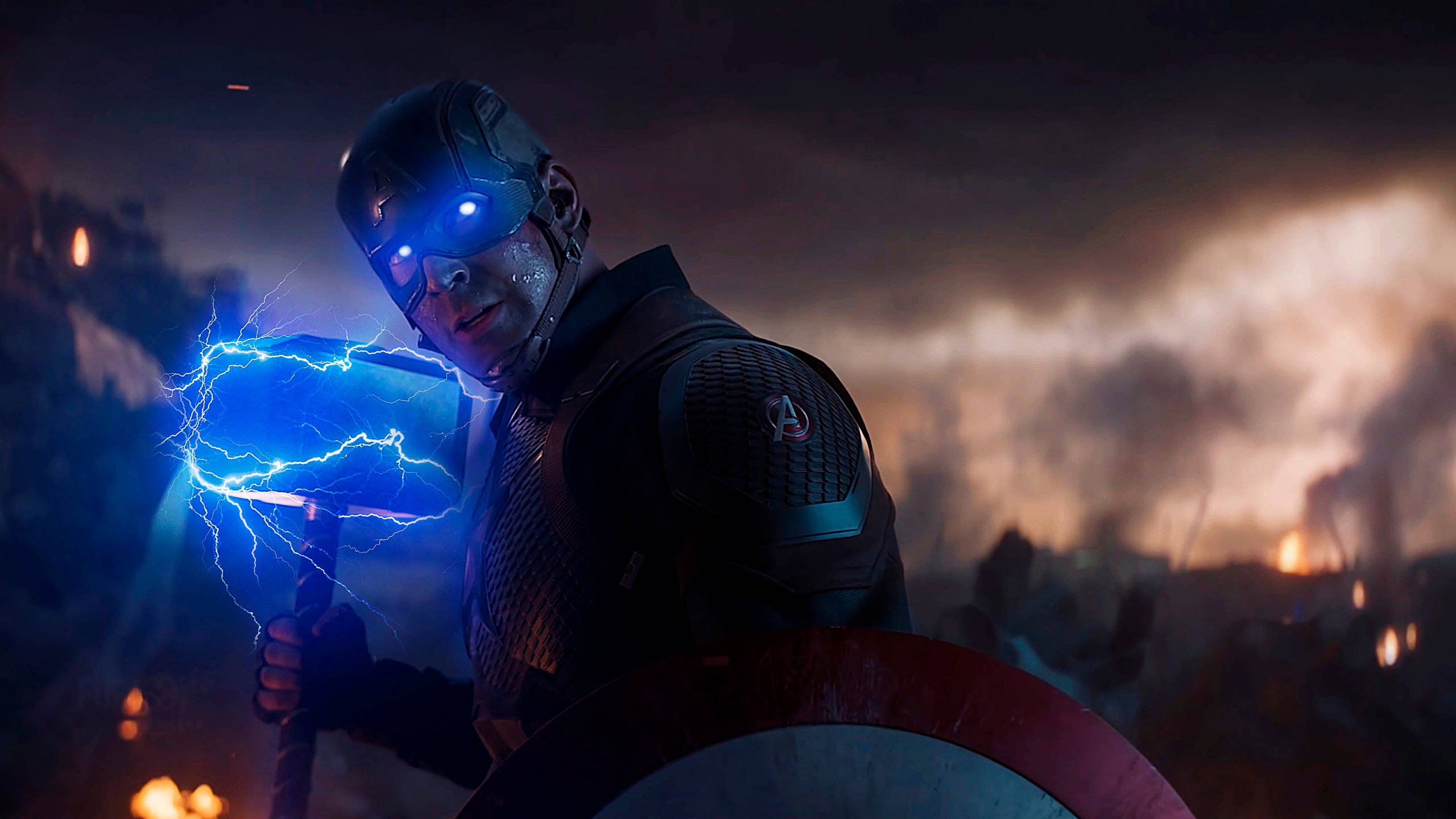 Shield Captain America With Thor'S Hammer Wallpapers