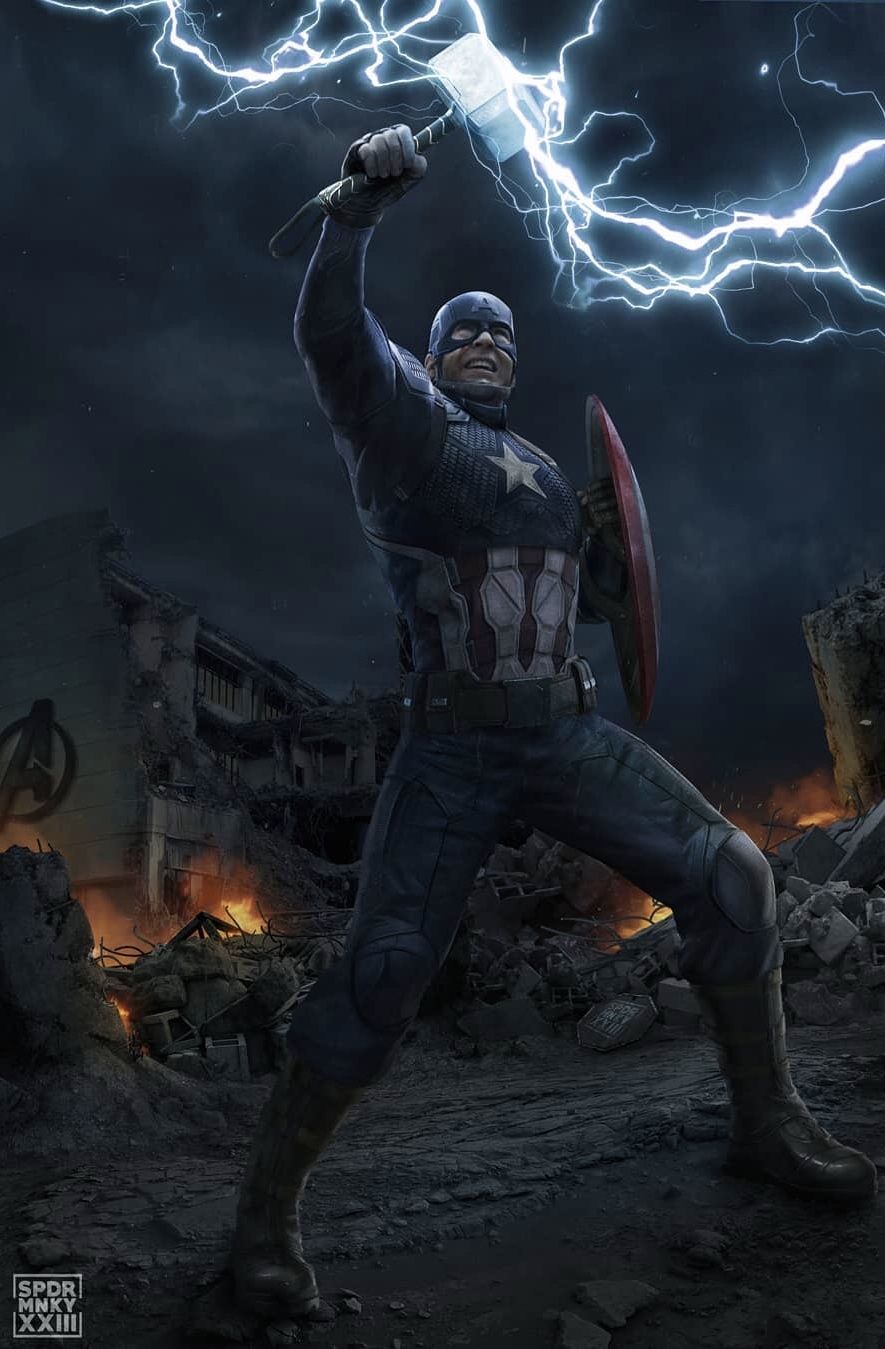 Shield Captain America With Thor'S Hammer Wallpapers